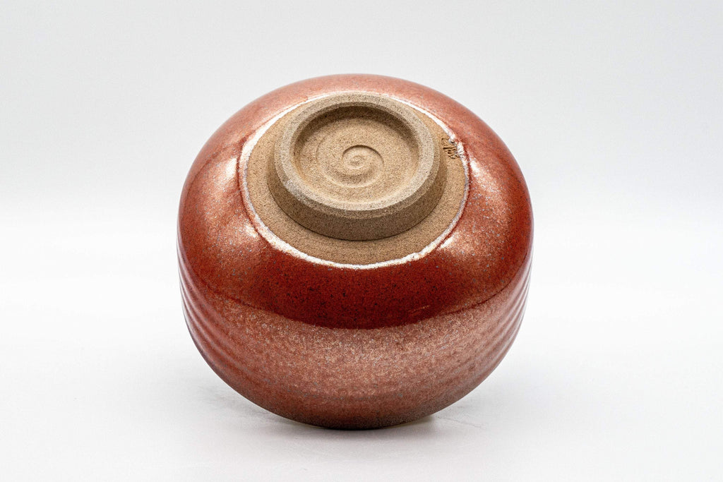 Japanese Matcha Bowl Set - 田中 佳山 Ochre Glazed Hantsutsu-gata Chawan with Bamboo Chasen Whisk and Chashaku Scoop - 450ml