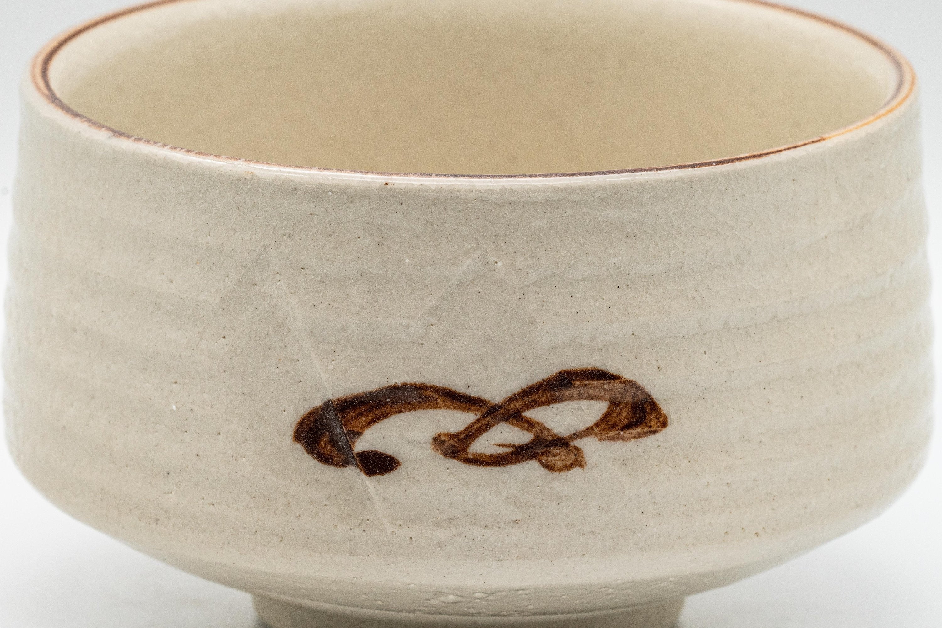 Japanese Matcha Bowl - Cream Glazed Hantsutsu-gata Chawan - 450ml