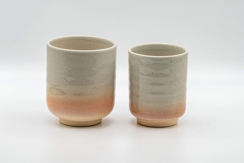 Japanese Teacups - Couple's Pair of Tsutsu-gata Hagi-yaki Meoto Yunomi