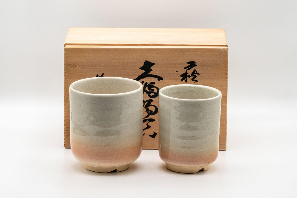 Japanese Teacups - Couple's Pair of Tsutsu-gata Hagi-yaki Meoto Yunomi