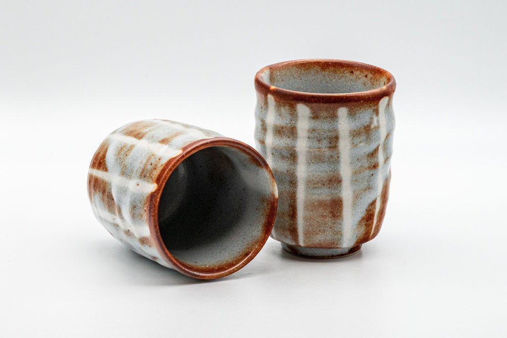 Japanese Teacups - Pair of 暁山窯 Akayama Kiln - Tsutsu-gata Yunomi - 170ml