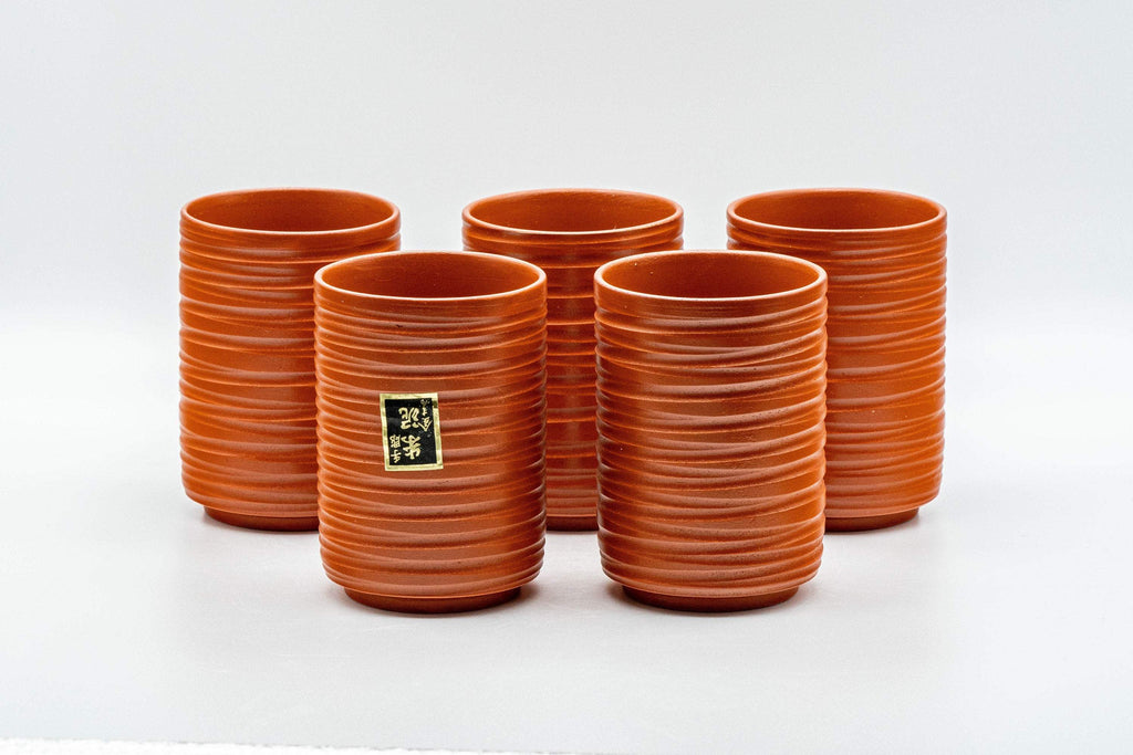 Japanese Teacups - Set of 5 Curvy Tsutsu-gata Tokoname-yaki Yunomi - 145ml