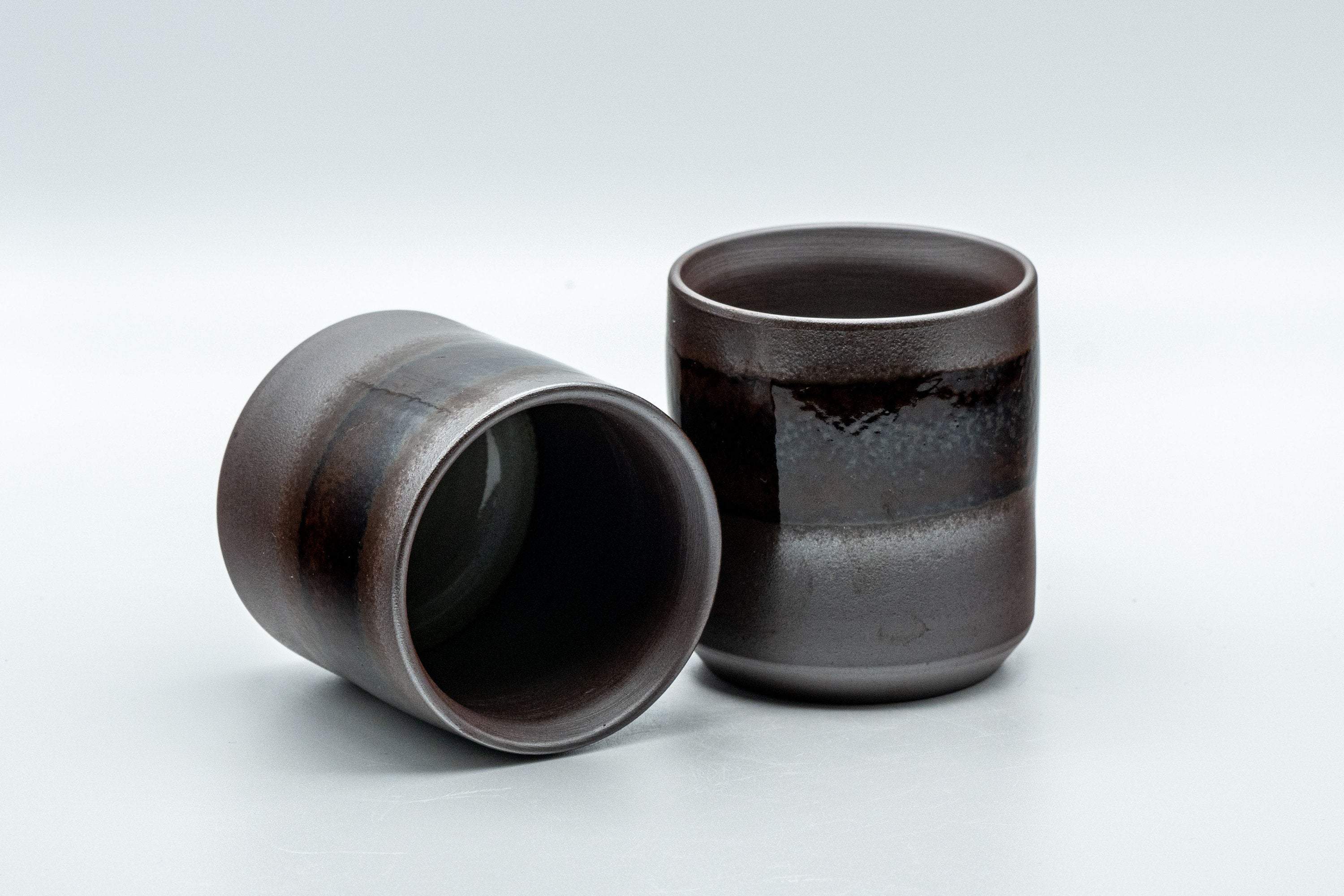 Japanese Teacups - Pair of Tsutsu-gata Banko-yaki Yunomi - 120ml