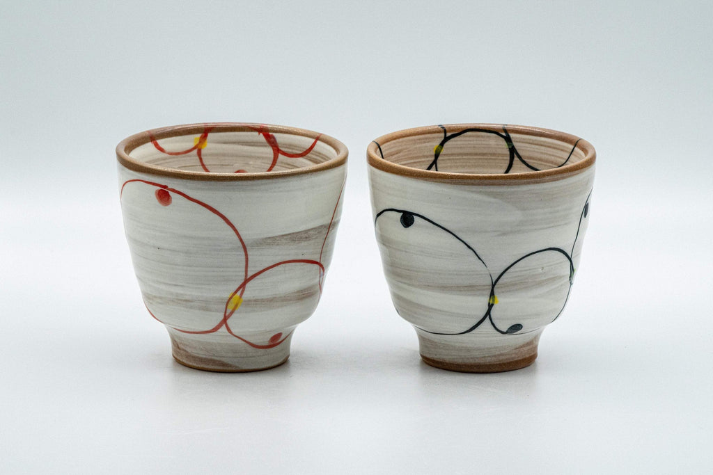Japanese Teacups - Pair of Brush Glazed Hasami-yaki Yunomi - 170ml