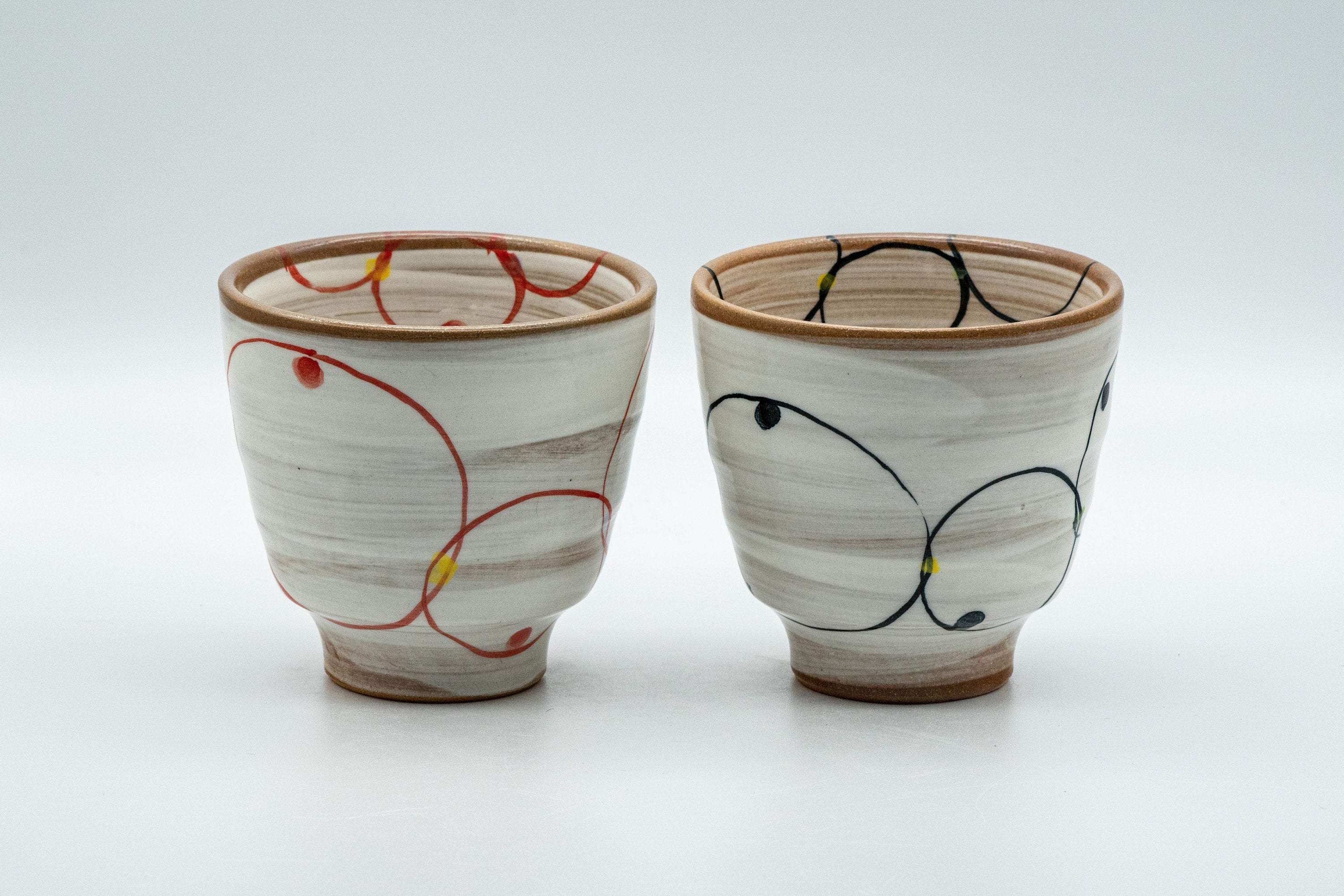 Japanese Teacups - Pair of Brush Glazed Hasami-yaki Yunomi - 170ml