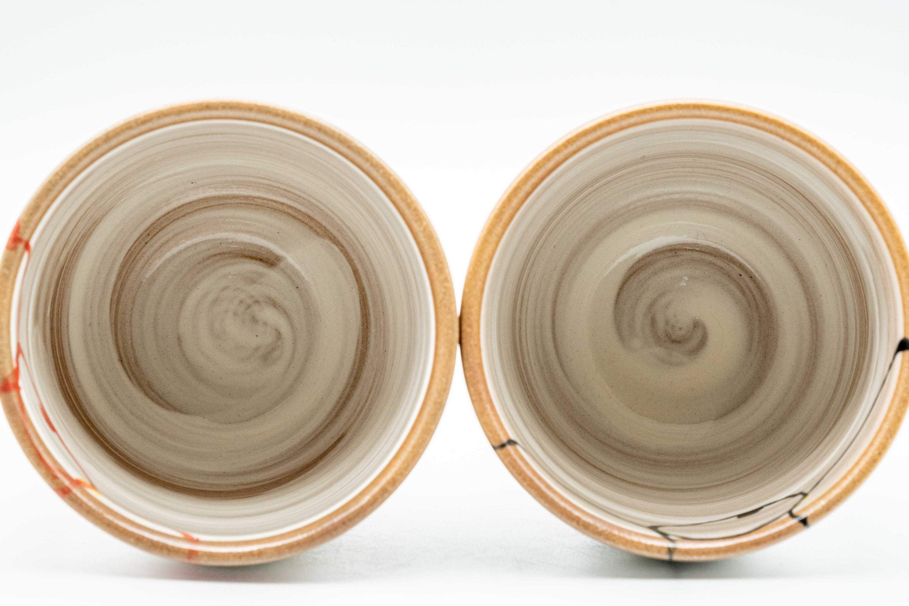 Japanese Teacups - Pair of Brush Glazed Hasami-yaki Yunomi - 170ml