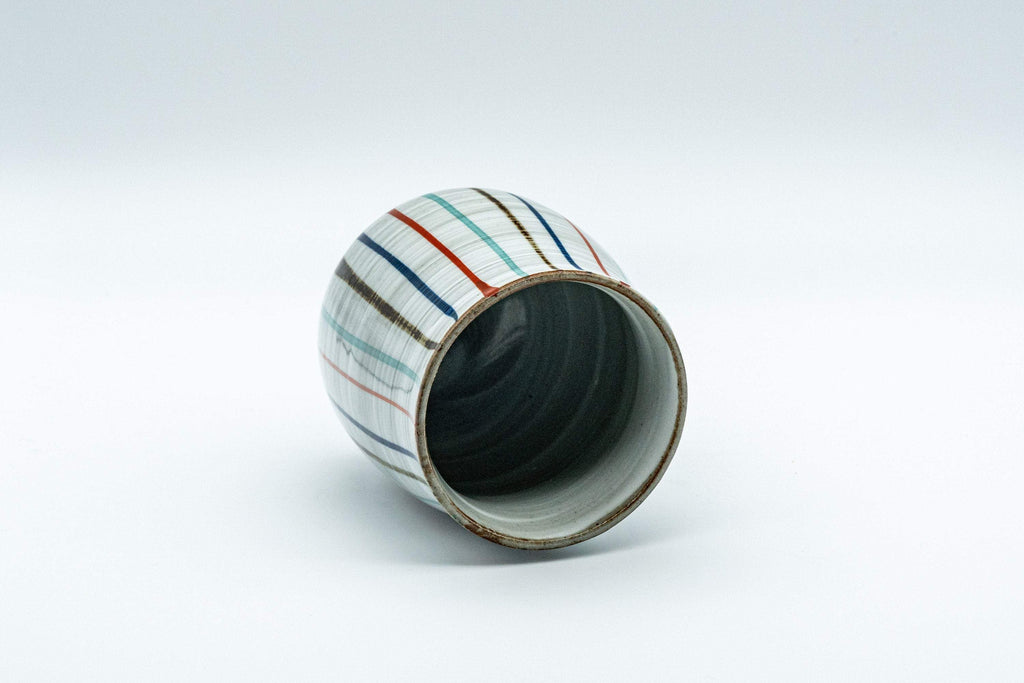 Japanese Teacup - Striped Tall Curvy Yunomi - 190ml