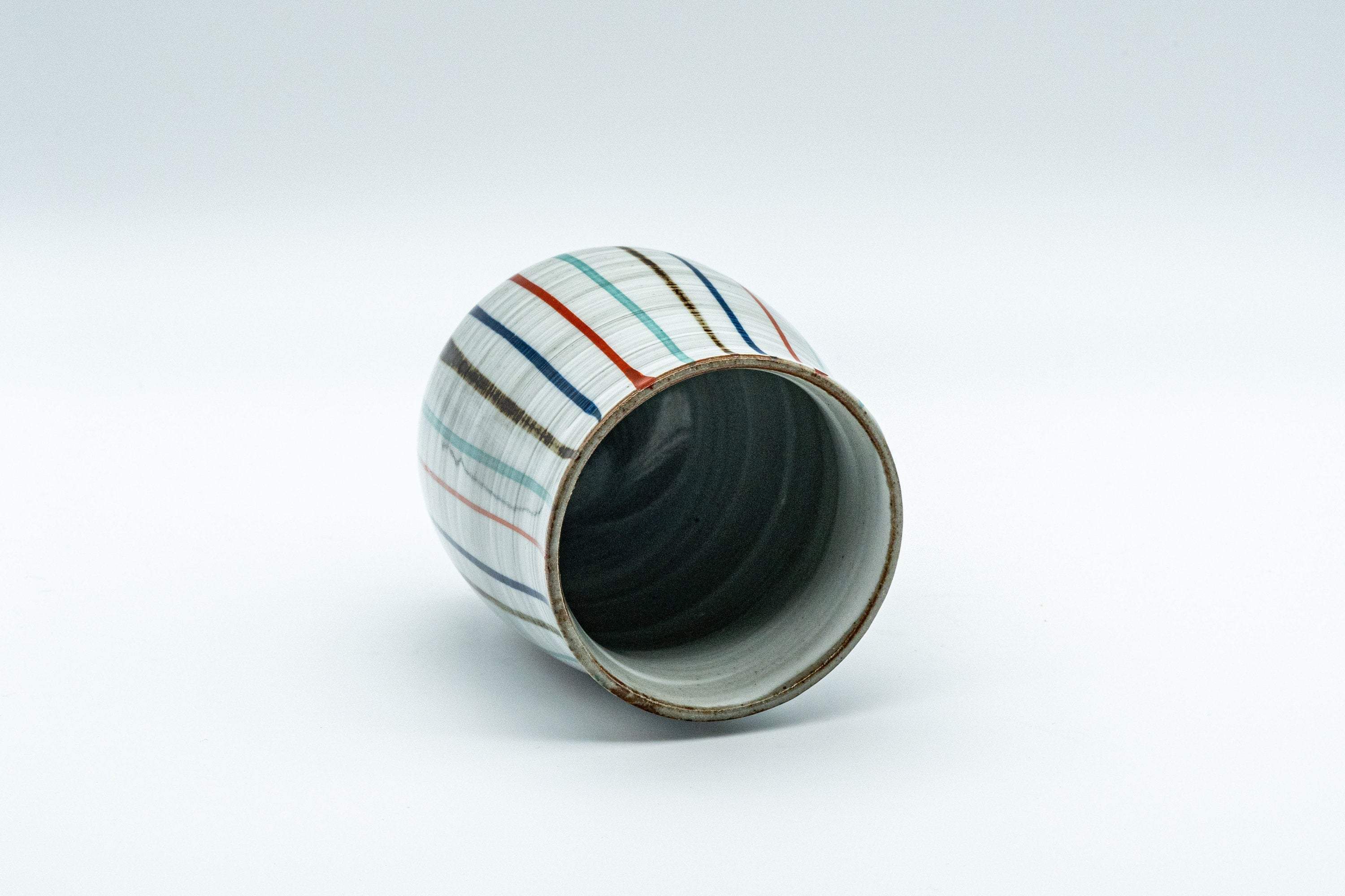 Japanese Teacup - Striped Tall Curvy Yunomi - 190ml