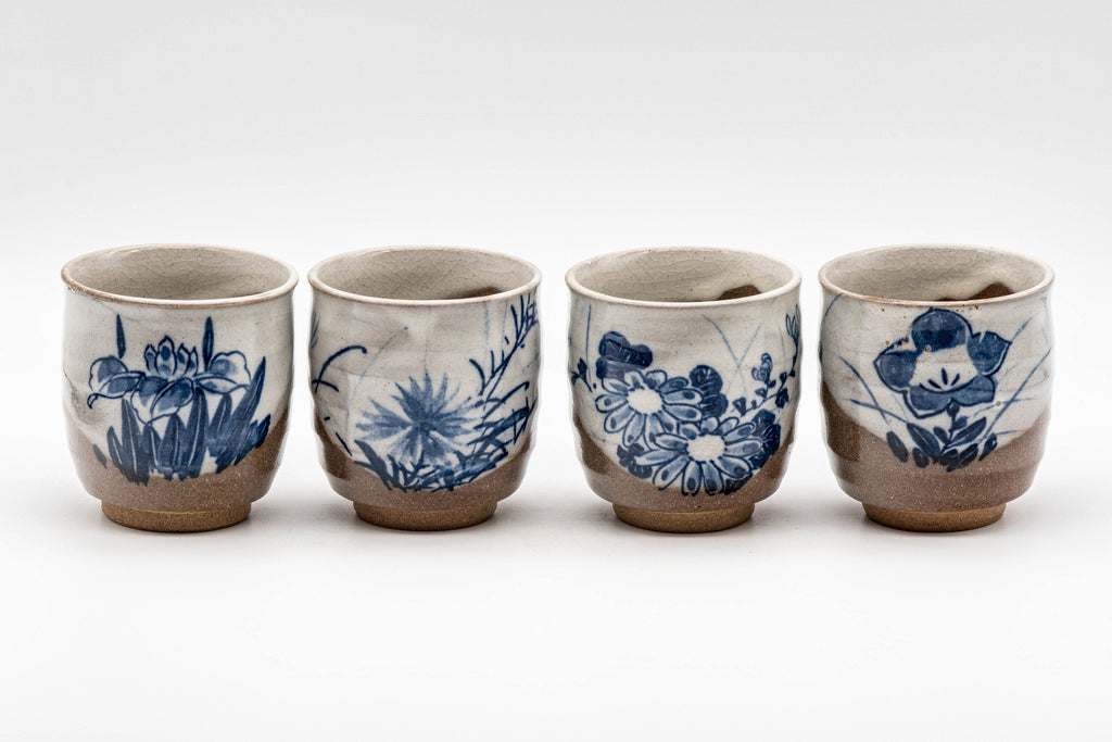 Japanese Tea Set - Nasu-gata Debeso Kyusu with 4 Tsutsu-gata Yunomi - 375ml