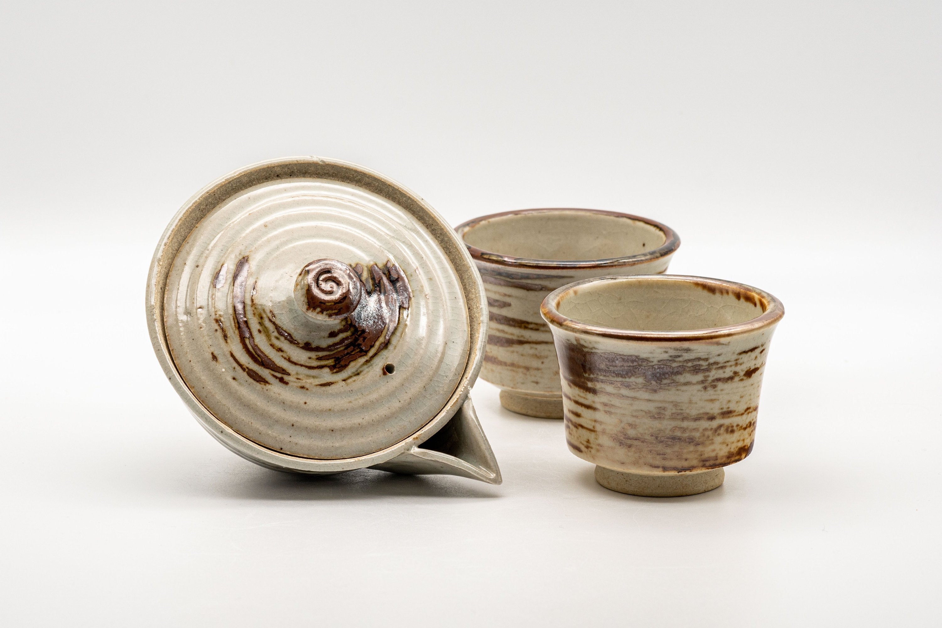 Japanese Tea Set - Hakeme Do-ake Houhin with 2 Senchawan - 130ml