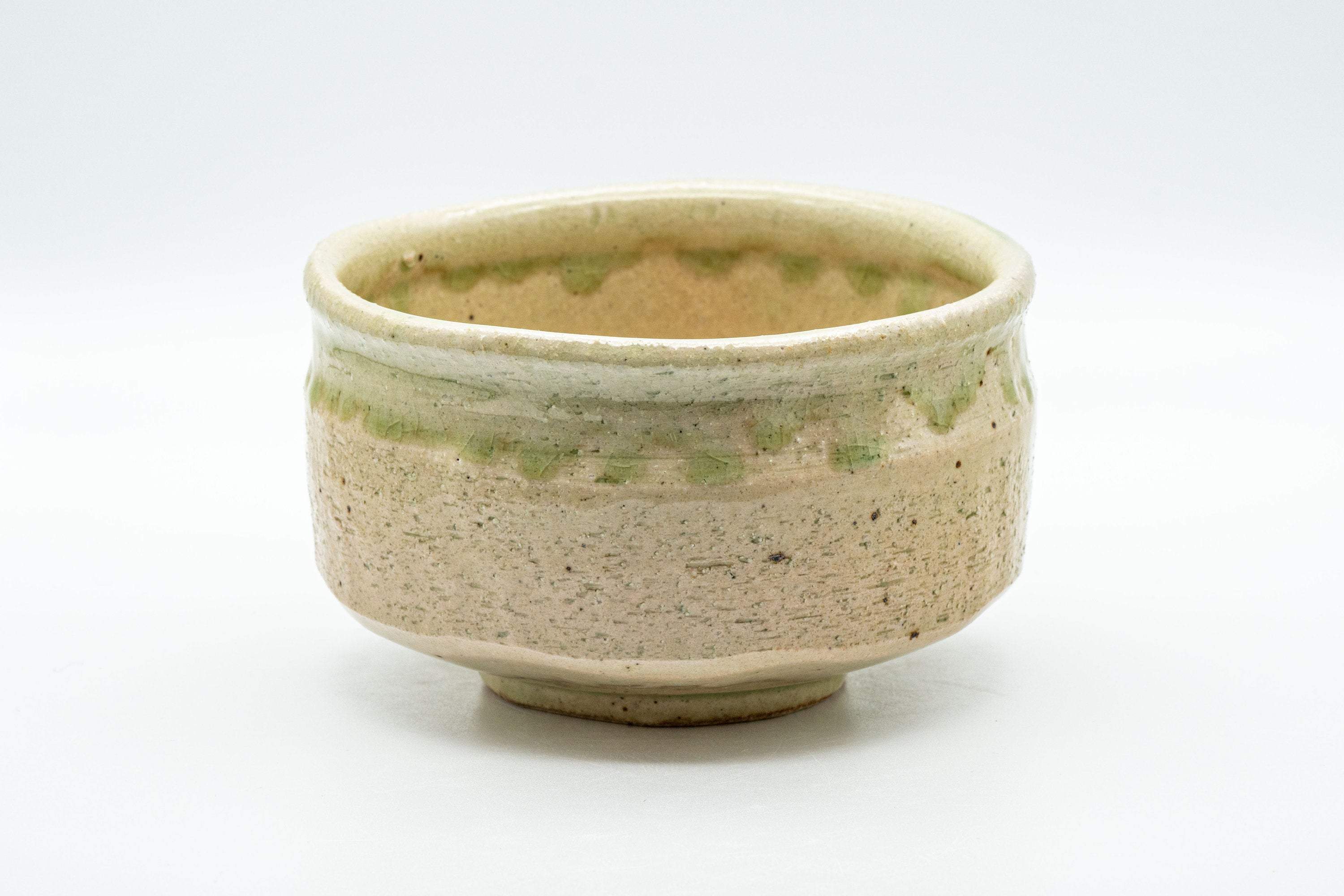 Japanese Matcha Bowl Set - Drip Glazed Chadamari Hantsutsu-gata Chawan with Bamboo Chasen Whisk and Chashaku Scoop- 450ml