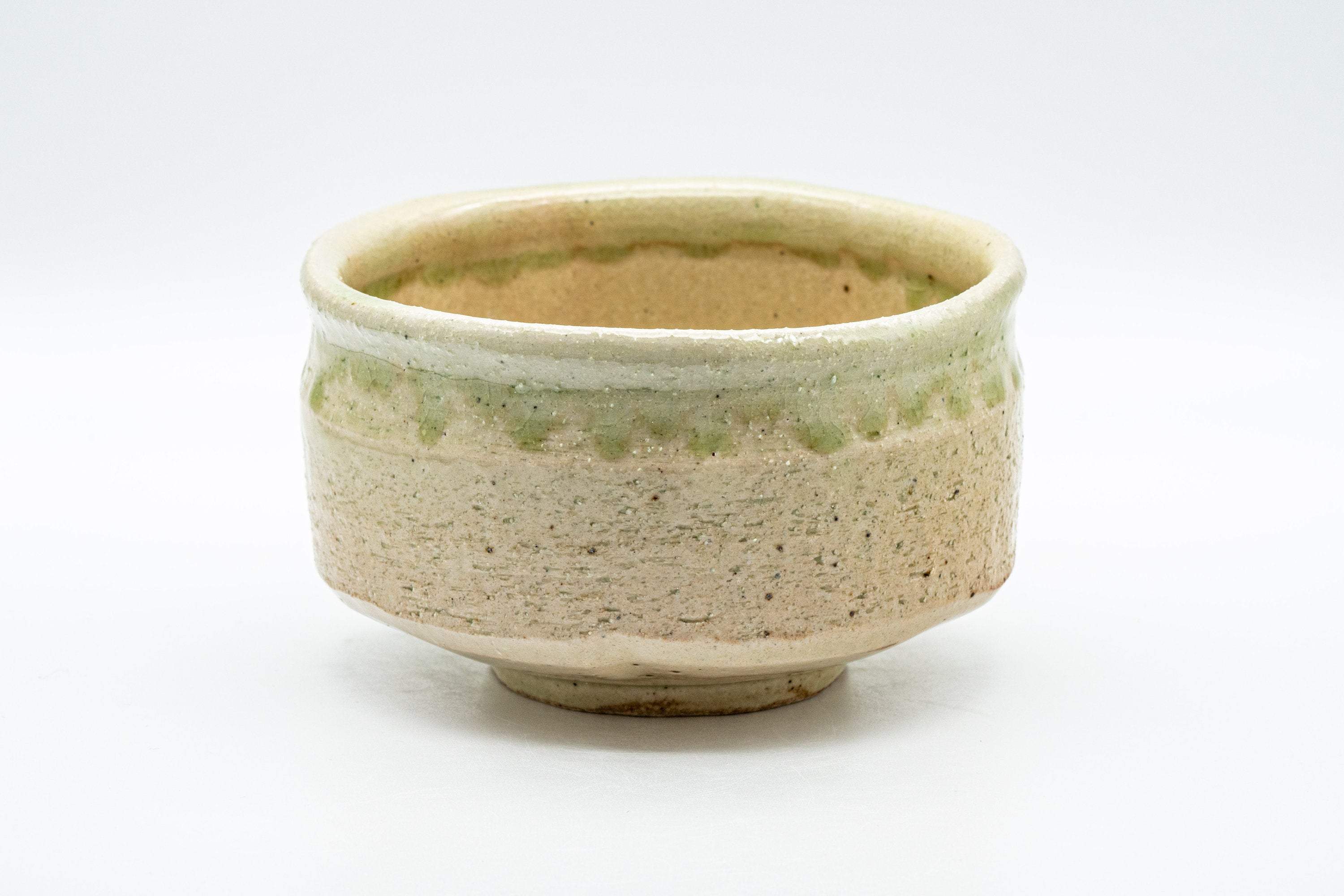 Japanese Matcha Bowl Set - Drip Glazed Chadamari Hantsutsu-gata Chawan with Bamboo Chasen Whisk and Chashaku Scoop- 450ml