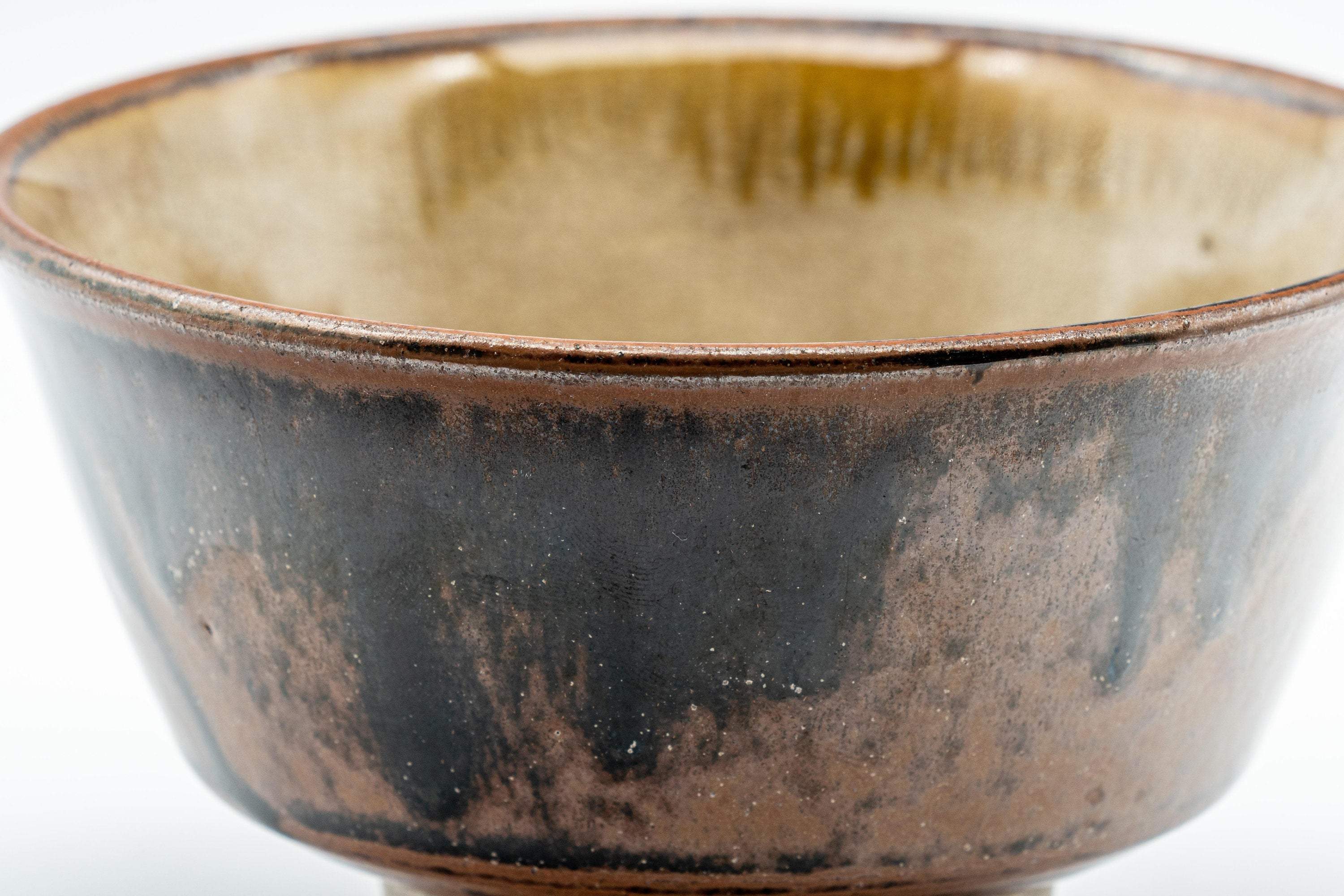 Japanese Matcha Bowl - Crazed and Mottled Drip Glazed Chawan - 350ml