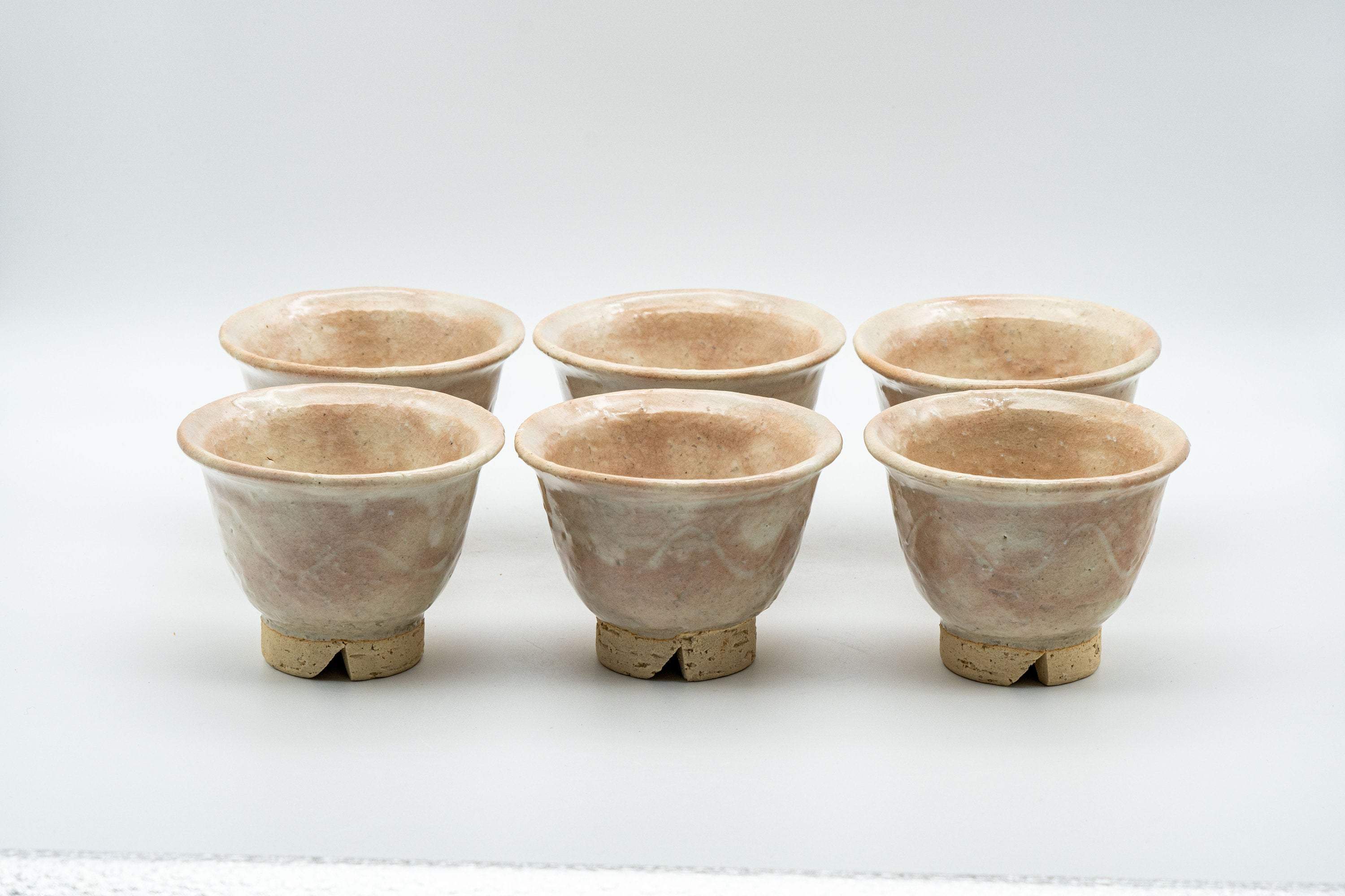 Japanese Tea Set - 萩焼 Hagi-yaki Houhin-style Do-ake Kyusu with 6 Senchawan - 450ml