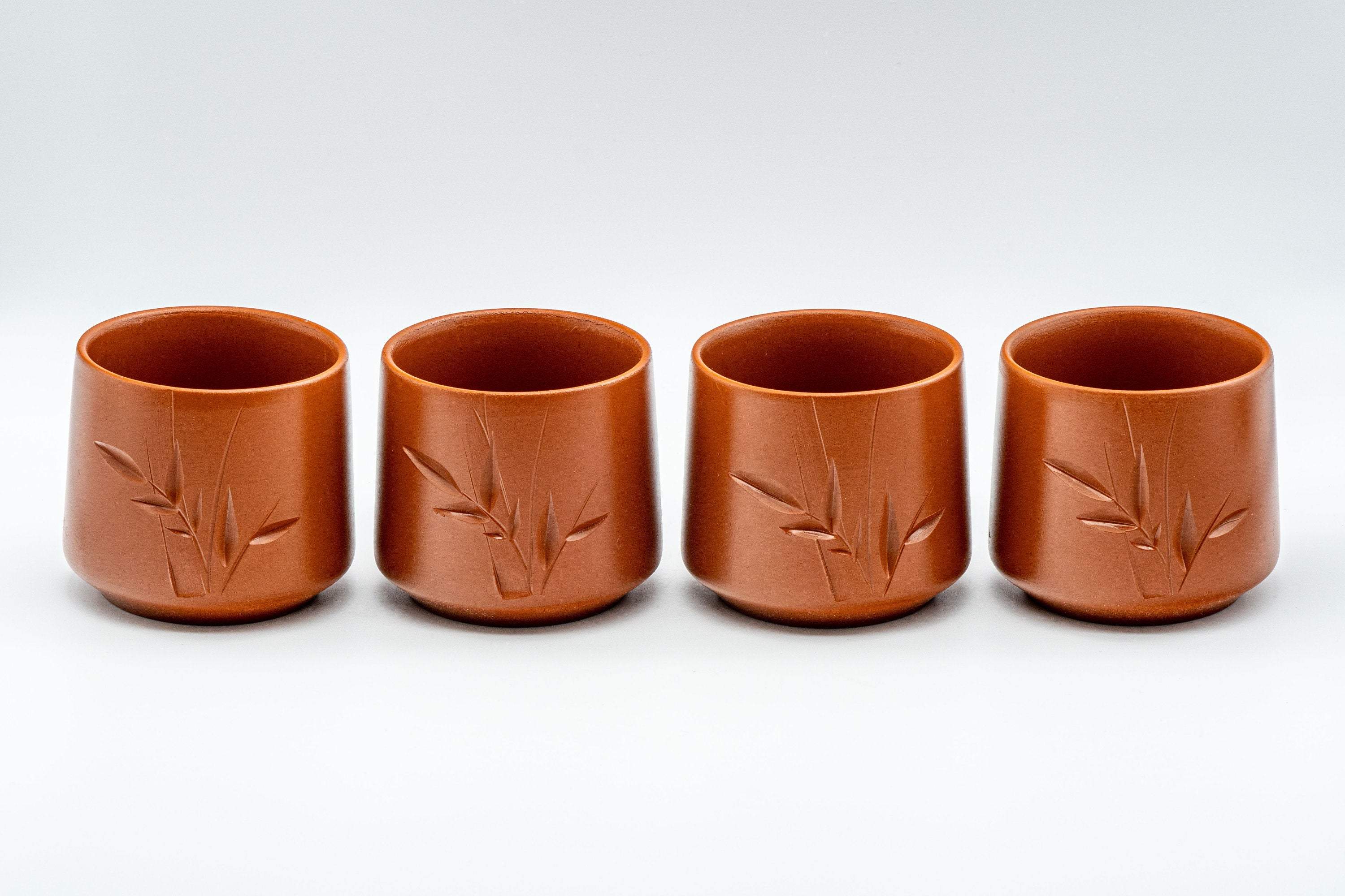 Japanese Tea Set - 寿泉 Bamboo Tokoname-yaki Debeso Kyusu with 4 Yunomi - 350ml