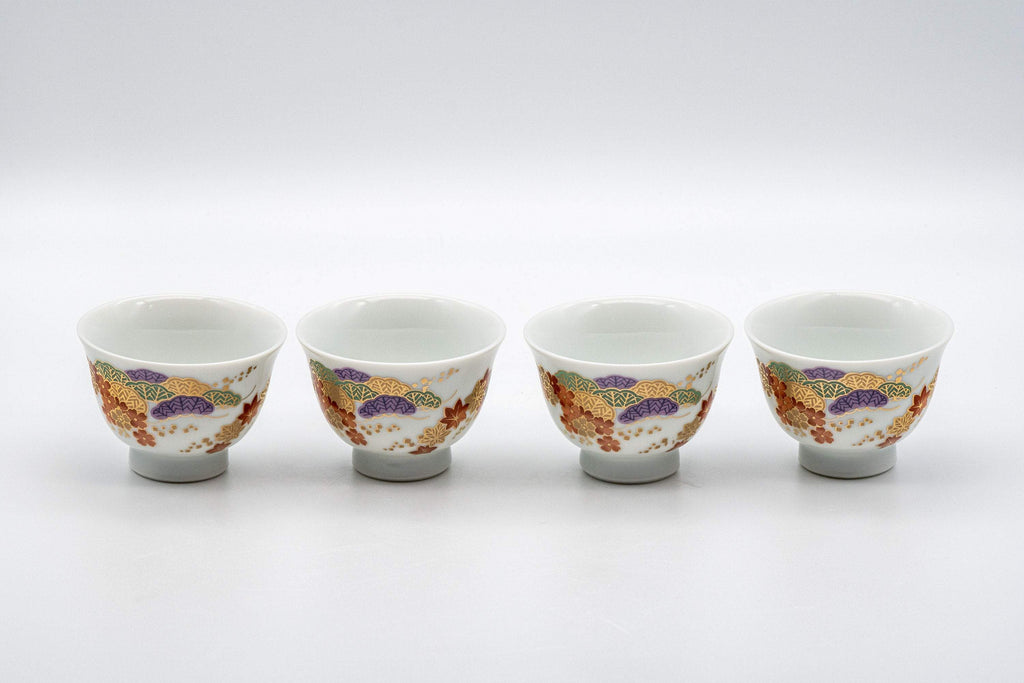 Japanese Senchado Tea Set - Porcelain Houhin, Katakuchi, and 4 Gyokurowan - 125ml