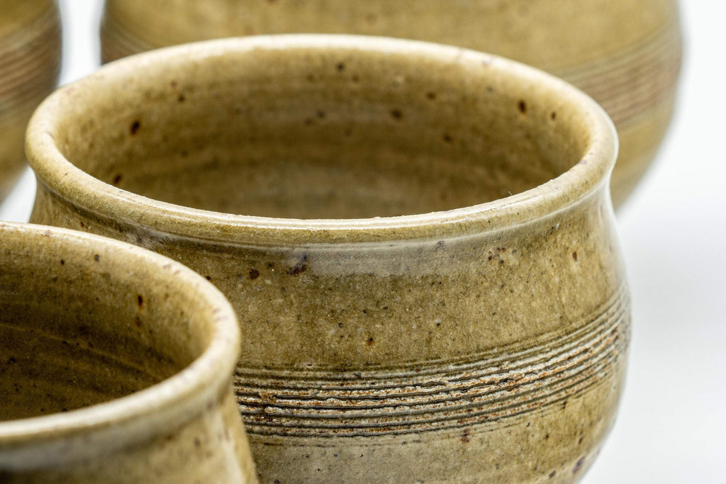 Japanese Tea Set - Speckled Olive Green Kyusu with 5 Yunomi - 350ml