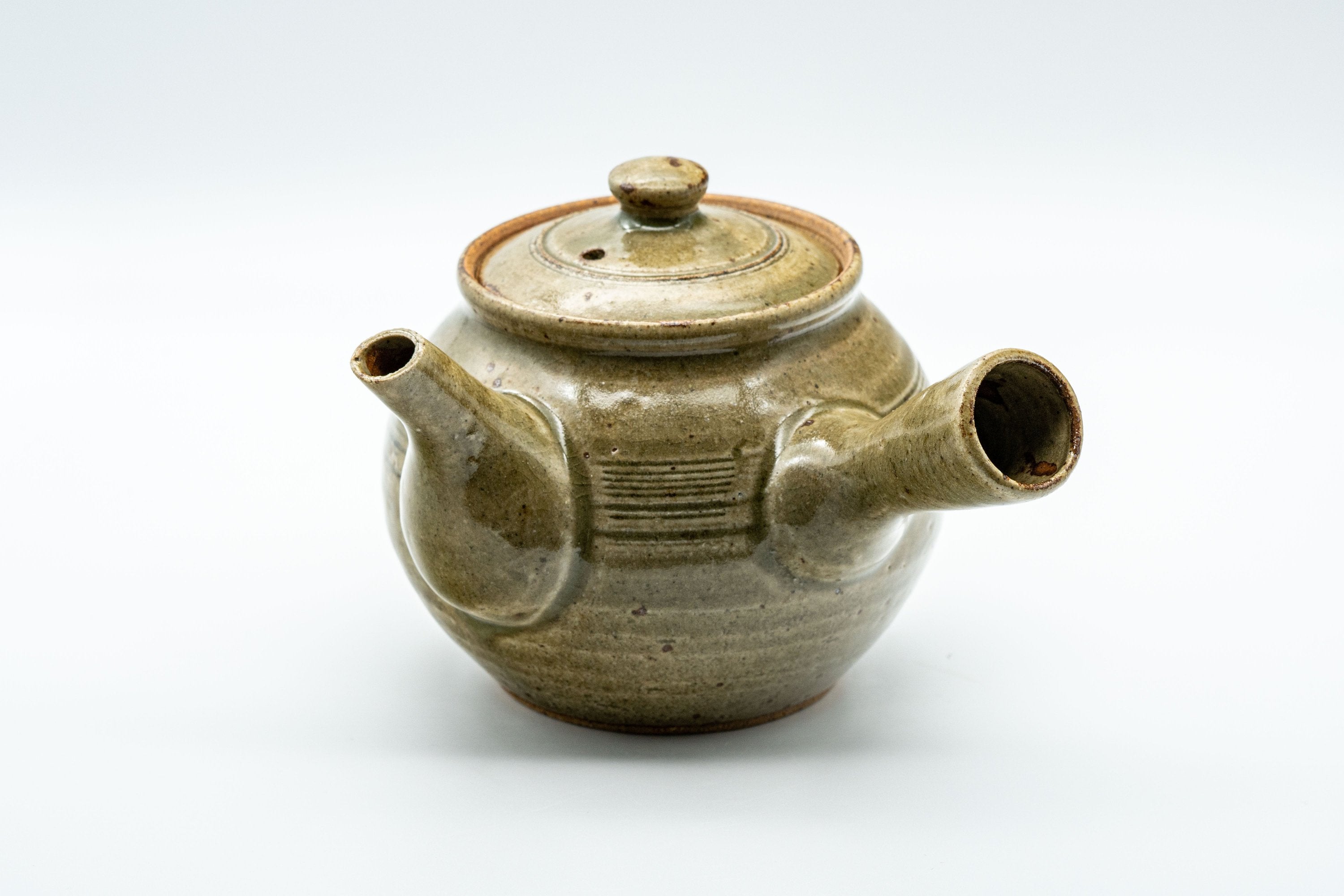 Japanese Tea Set - Speckled Olive Green Kyusu with 5 Yunomi - 350ml