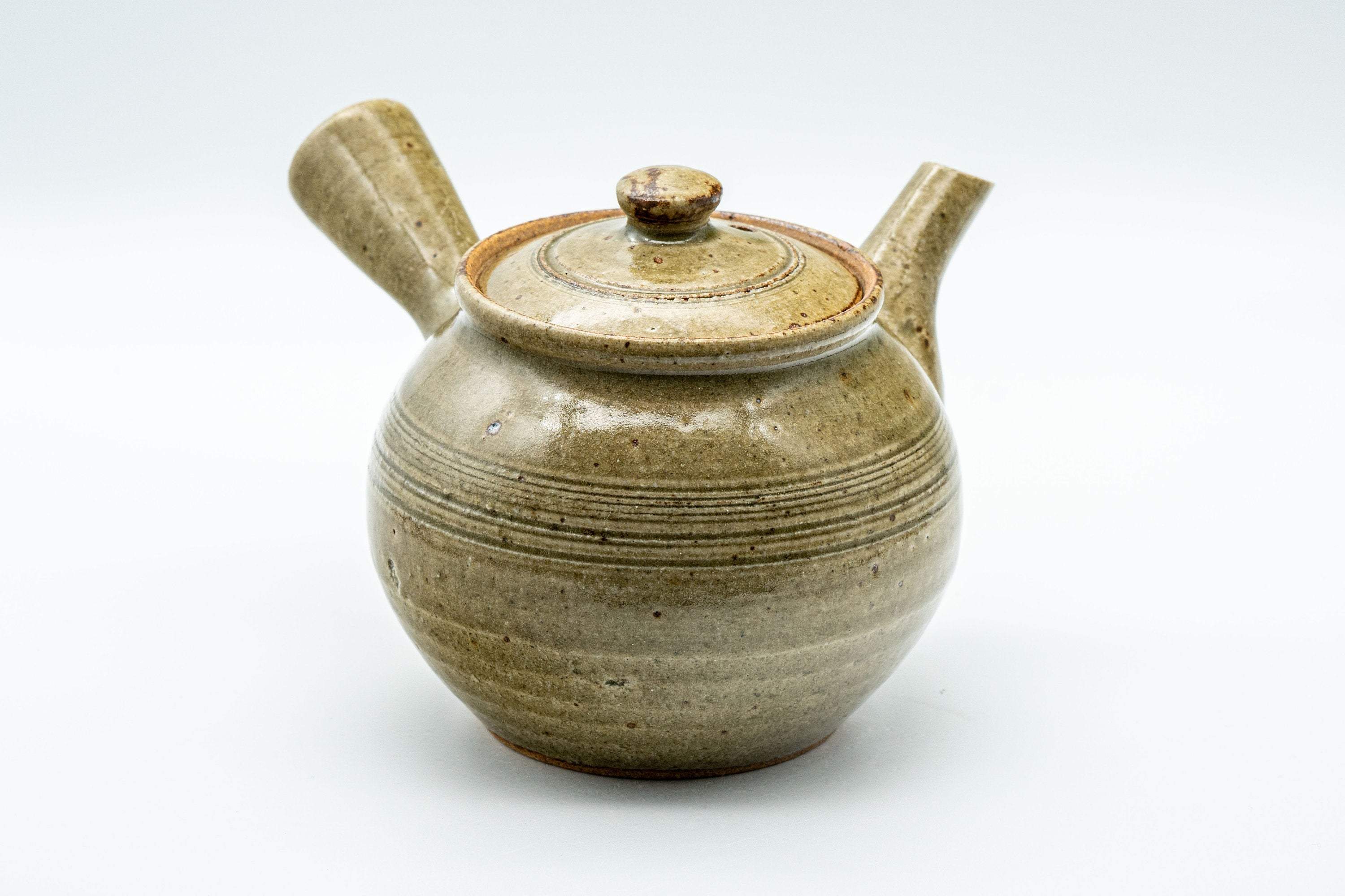 Japanese Tea Set - Speckled Olive Green Kyusu with 5 Yunomi - 350ml
