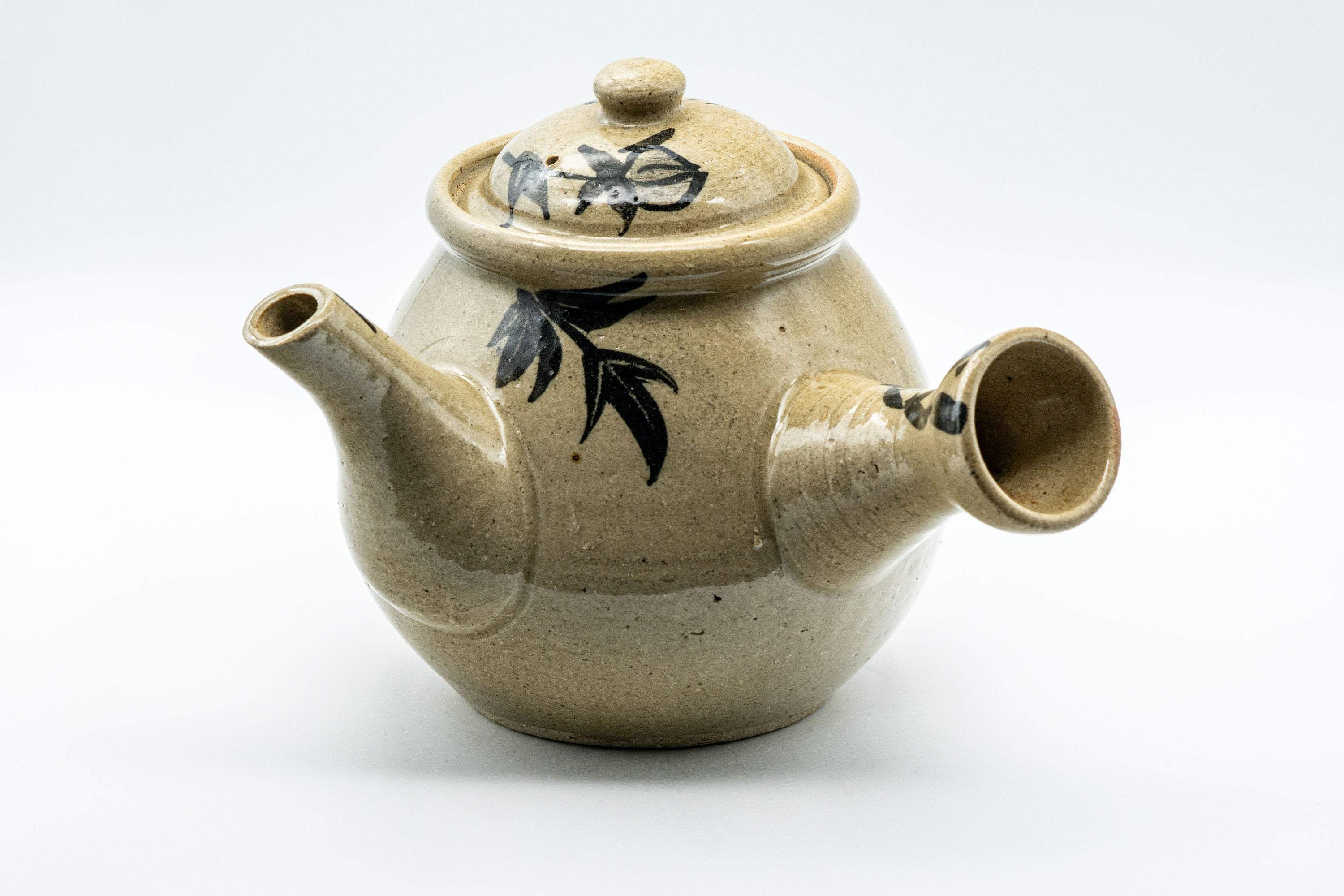 Japanese Kyusu - Large Floral Nasu-gata Do-ake Teapot - 900ml