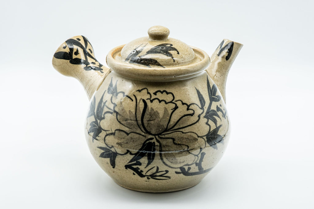Japanese Kyusu - Large Floral Nasu-gata Do-ake Teapot - 900ml
