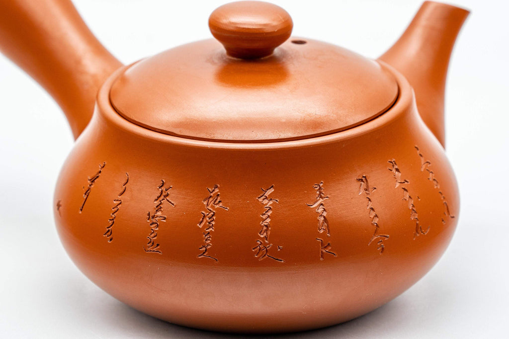 Japanese Kyusu - Calligraphy Nasu-gata Tokoname-yaki Debeso Teapot - 220ml