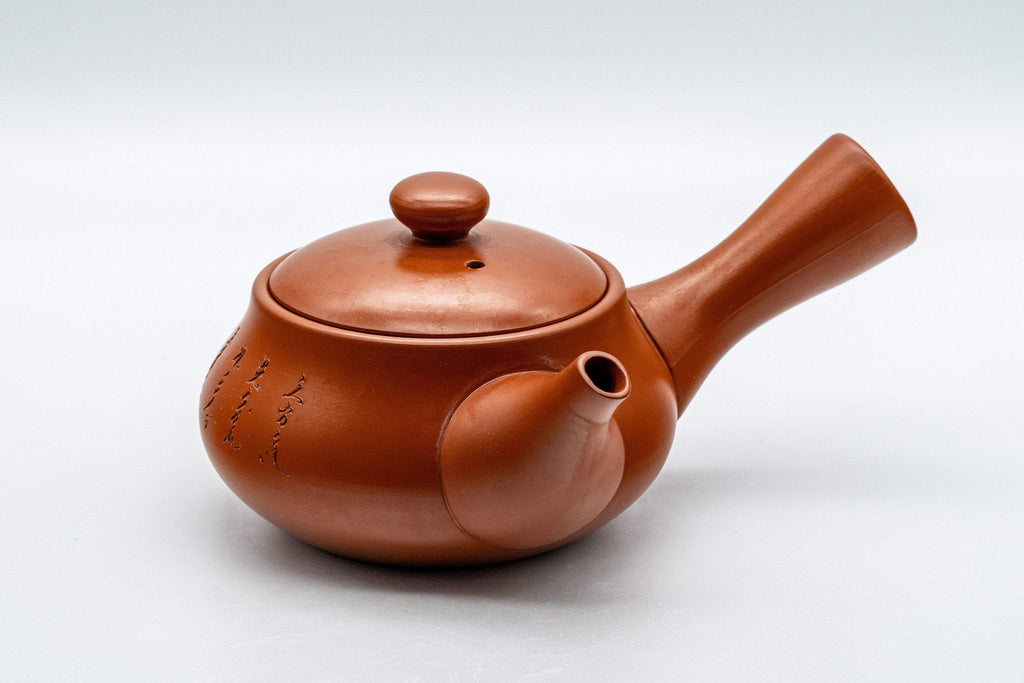 Japanese Kyusu - Calligraphy Nasu-gata Tokoname-yaki Debeso Teapot - 220ml