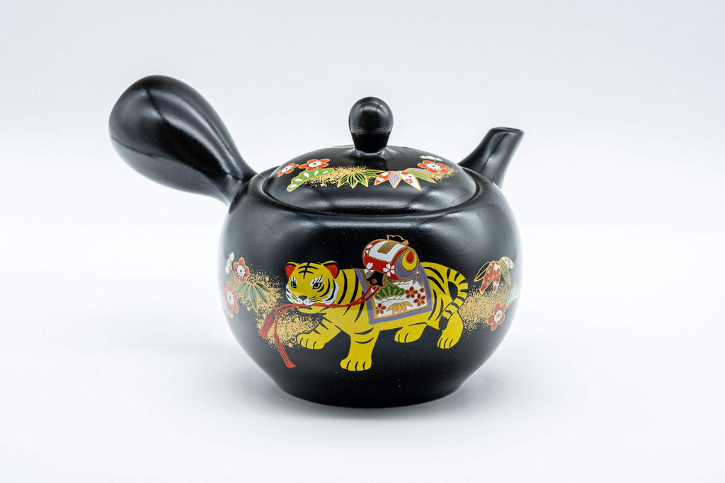 Japanese Kyusu - 盛山窯 Year of the Tiger, Black Kurodei Tokoname-yaki Teapot - 380ml