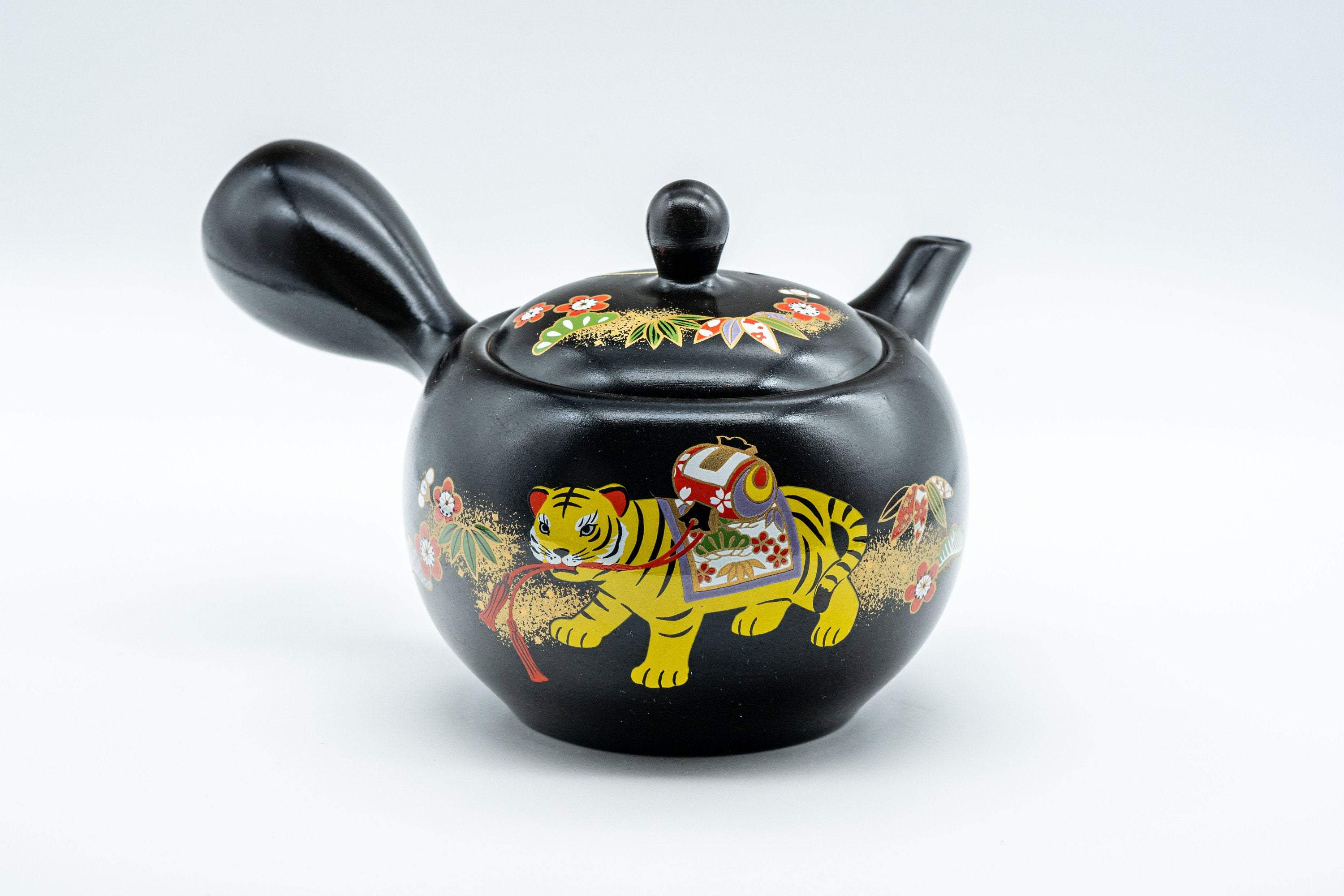 Japanese Kyusu - 盛山窯 Year of the Tiger, Black Kurodei Tokoname-yaki Teapot - 380ml