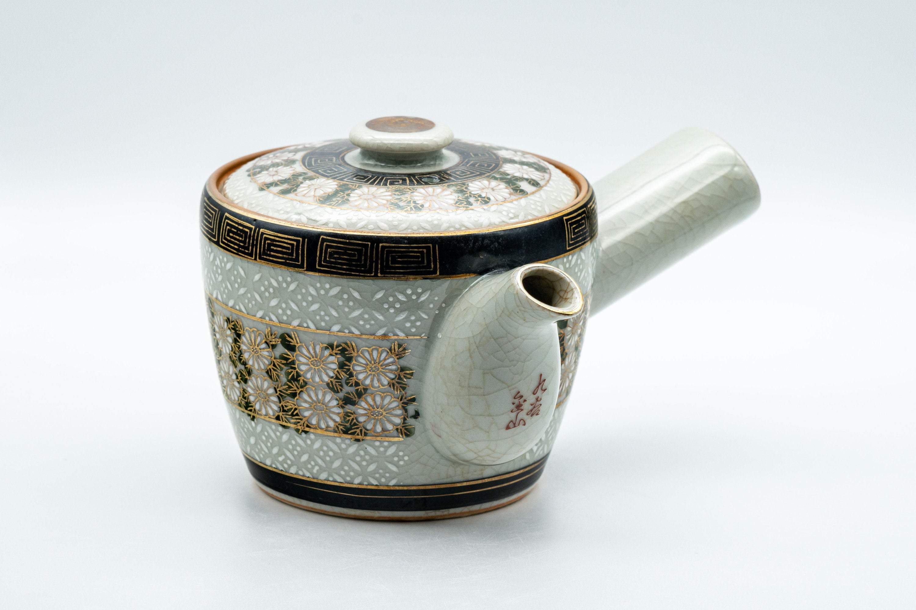 Japanese Kyusu - 九谷永楽 Floral Kutani-yaki Debeso Teapot - 350ml