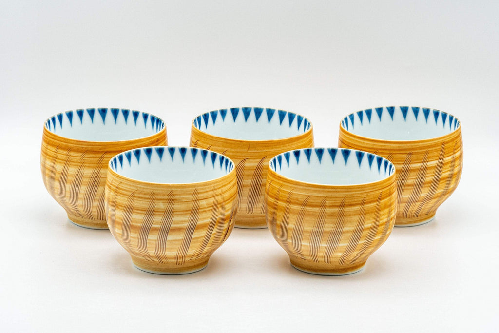 Japanese Tea Set - 有田焼 Porcelain Debeso Kyusu with 5 Yunomi