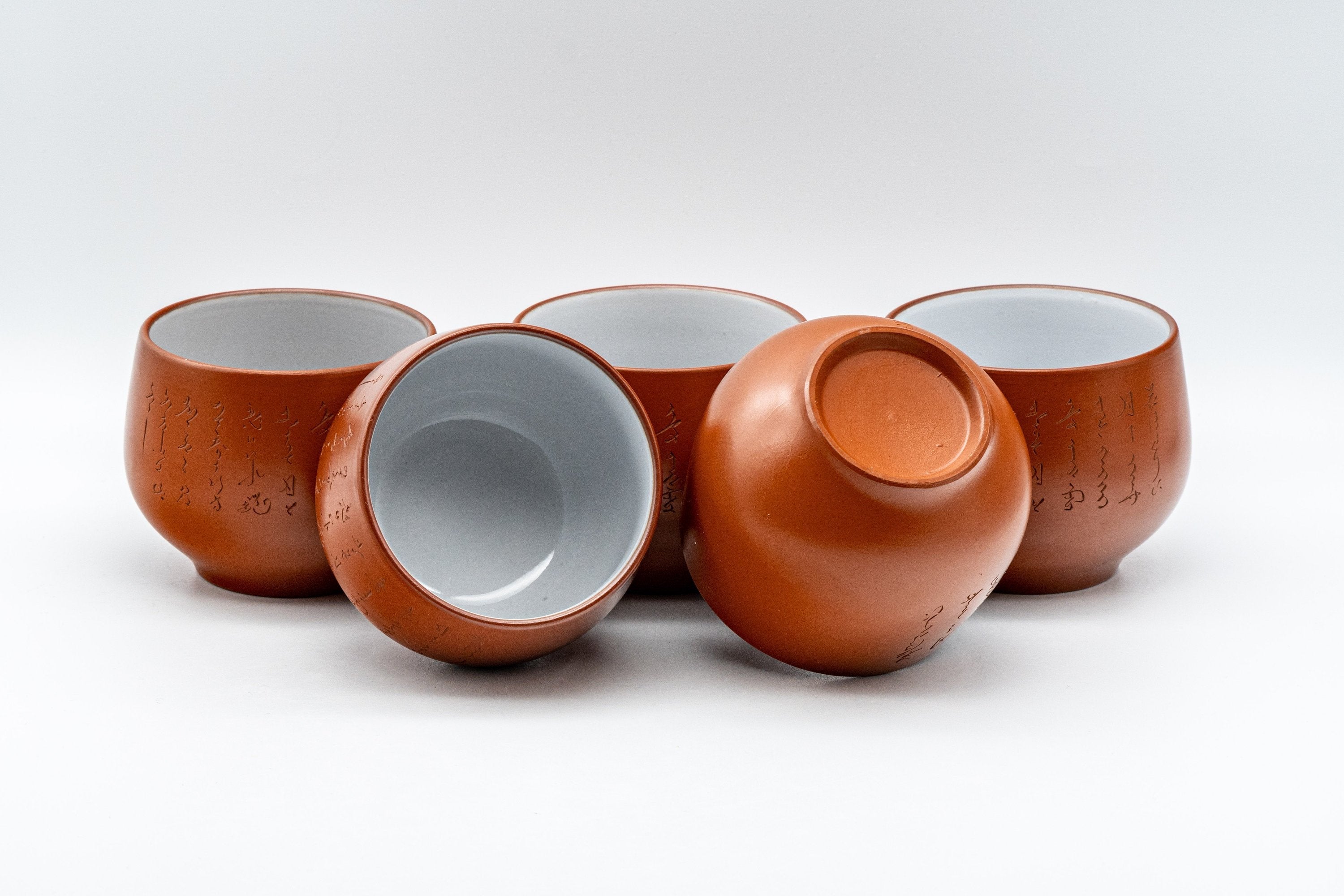 Japanese Tea Set - 雲仙窯 Calligraphy Tokoname-yaki Debeso Kyusu with 5 Yunomi