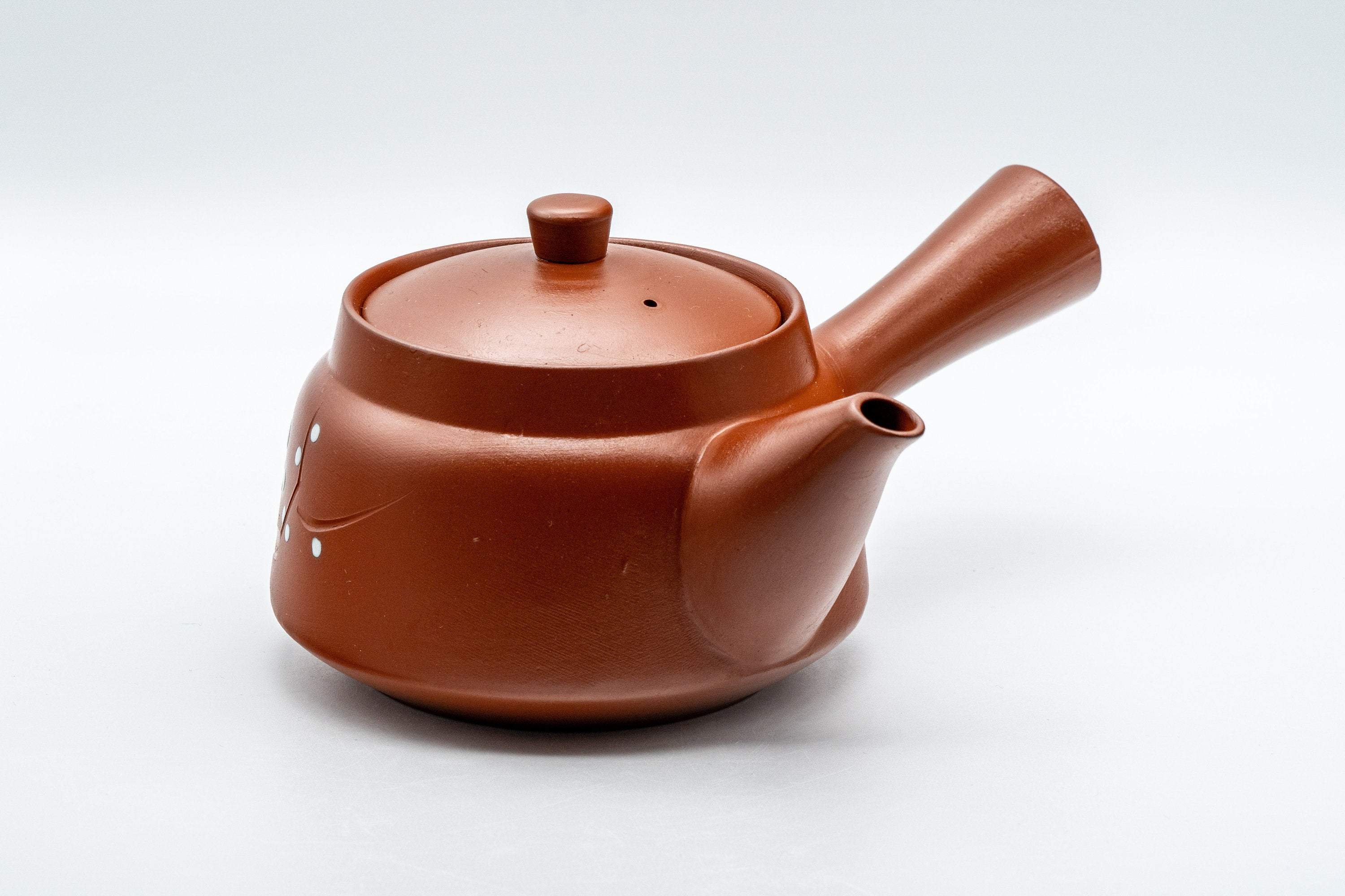 Japanese Tea Set - Plum Blossoms Tokoname-yaki Debeso Kyusu, Kashiki, and 5 Yunomi