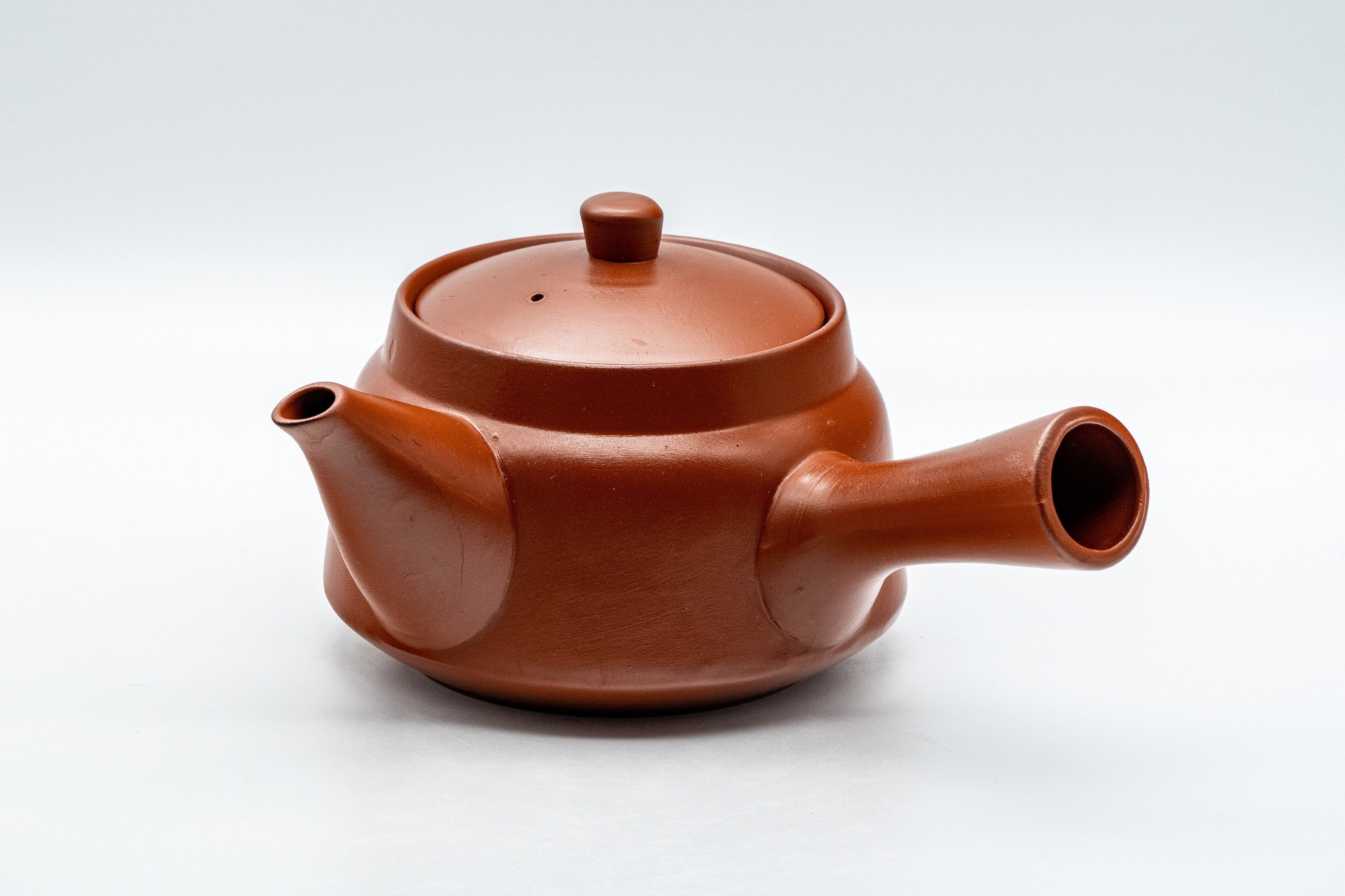 Japanese Tea Set - Plum Blossoms Tokoname-yaki Debeso Kyusu, Kashiki, and 5 Yunomi