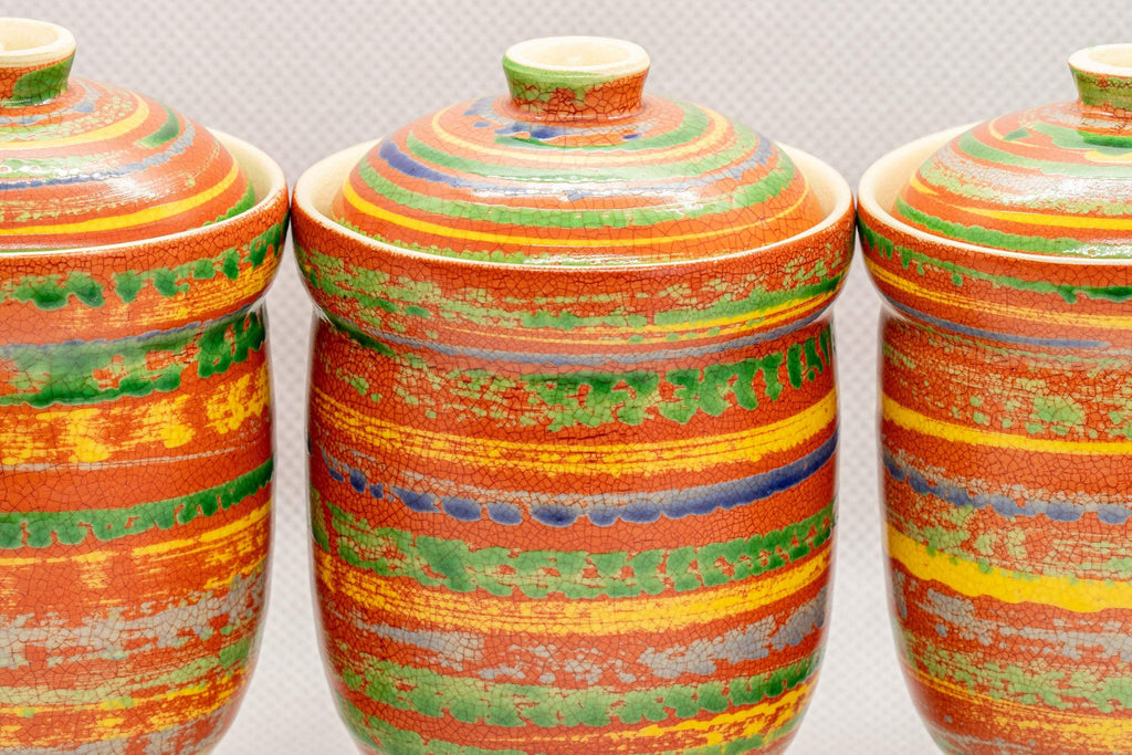 Japanese Teacups - Set of 3 Red Lidded Tsutsu-gata Yunomi - 100ml