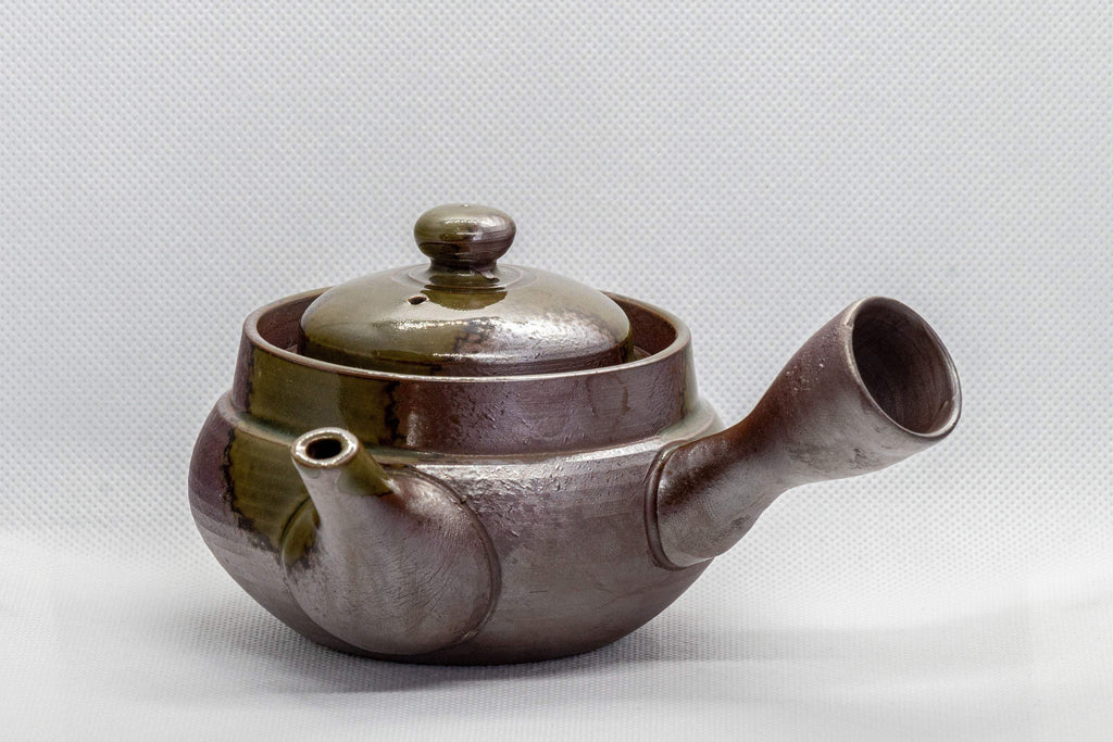 Japanese Kyusu - 萬古焼 Green Ash Glazed Banko-yaki Teapot - 215ml