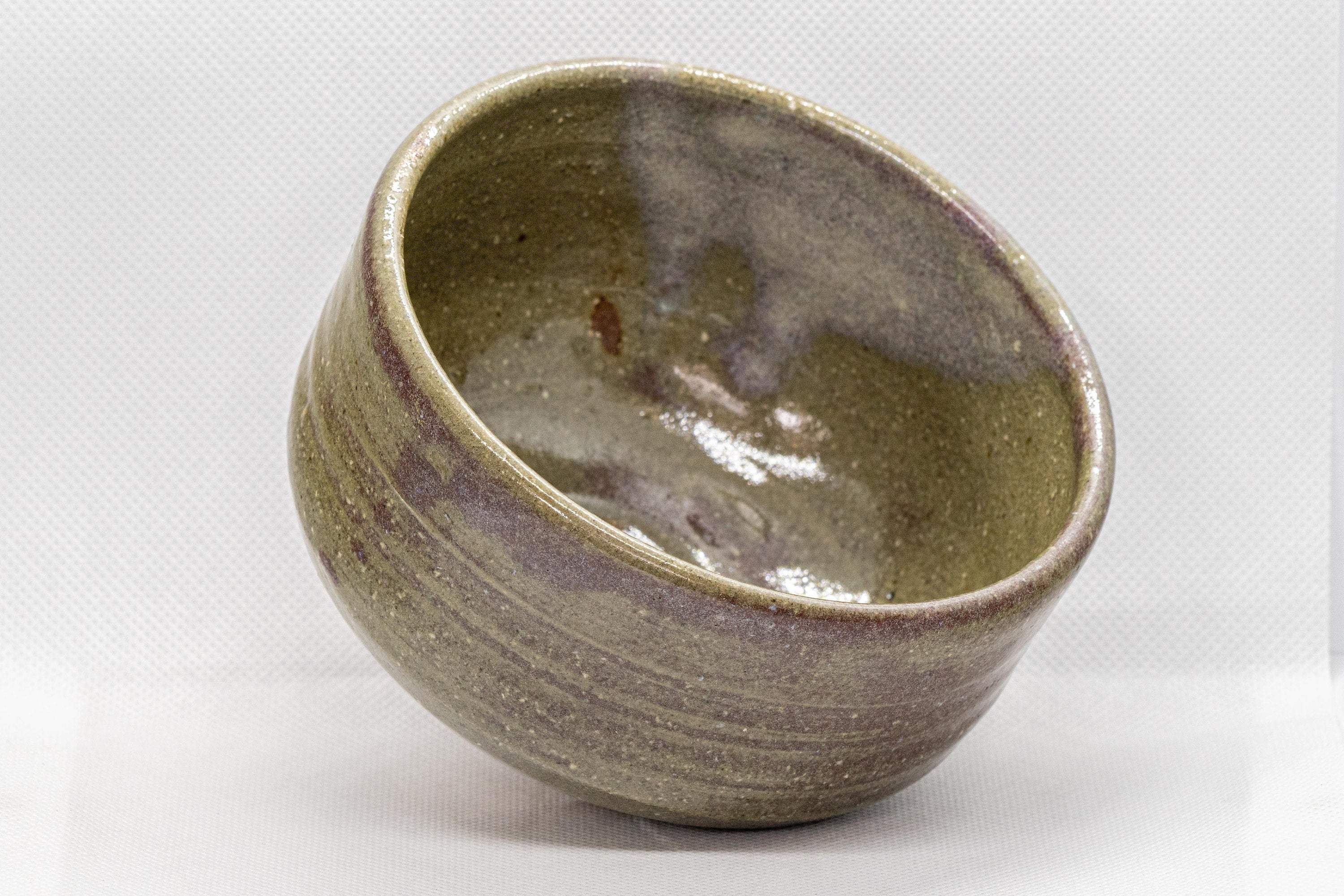 Japanese Matcha Bowl - Olive Green Hantsutsu-gata Chawan - 450ml