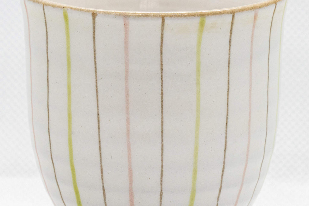 Japanese Teacup - 夭窯 Striped White Yunomi - 150ml