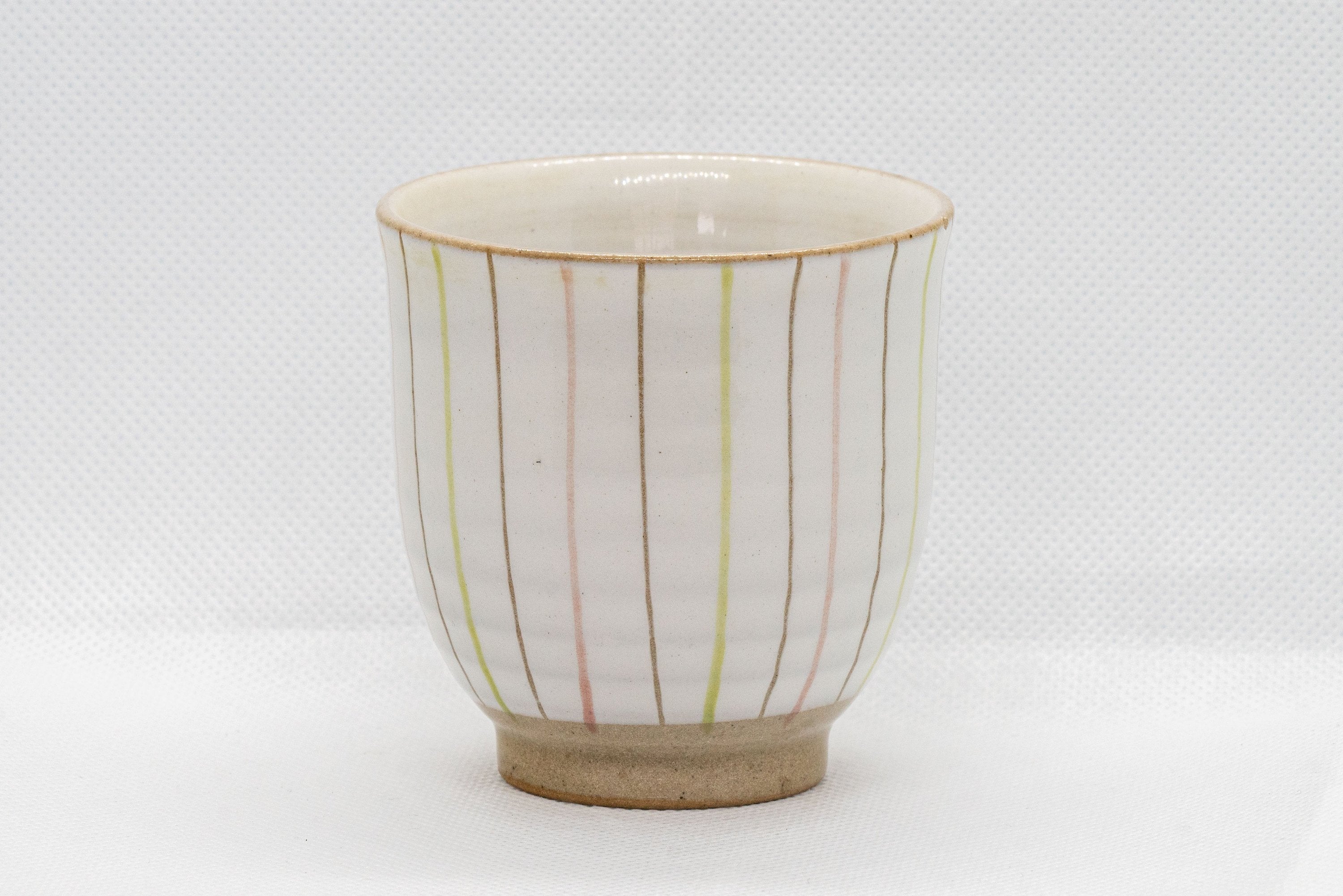 Japanese Teacup - 夭窯 Striped White Yunomi - 150ml