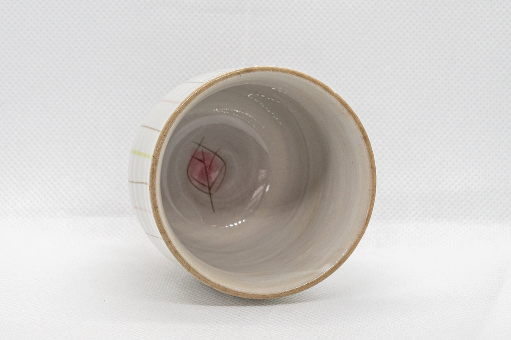 Japanese Teacup - 夭窯 Striped White Yunomi - 150ml