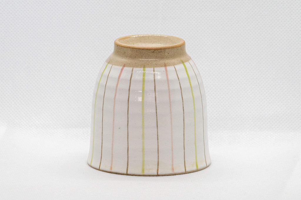 Japanese Teacup - 夭窯 Striped White Yunomi - 150ml