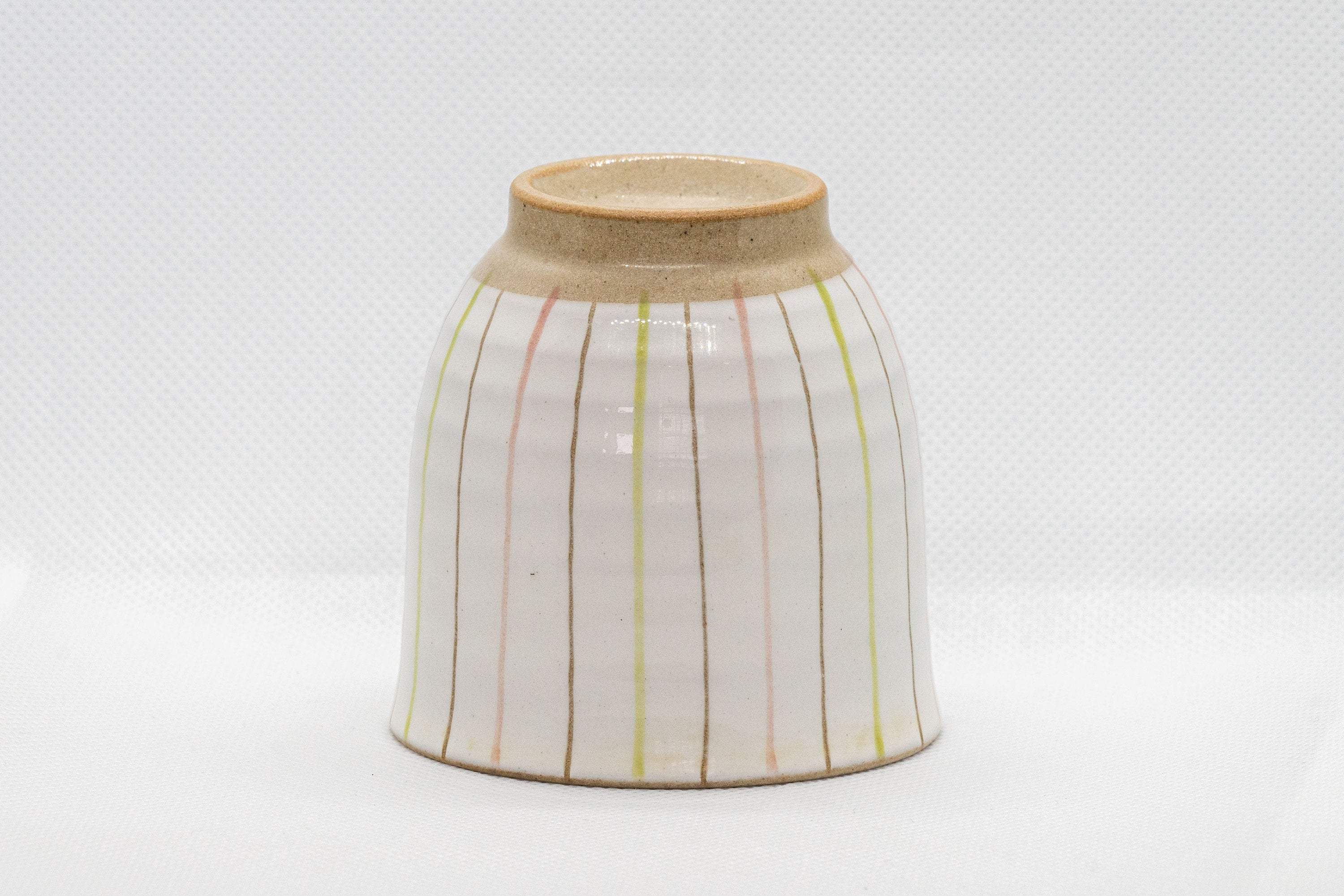 Japanese Teacup - 夭窯 Striped White Yunomi - 150ml