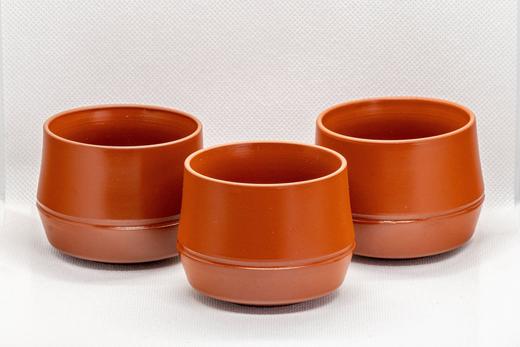 Japanese Teacups - Set of 3 Bamboo Tokoname-yaki Yunomi - 110ml