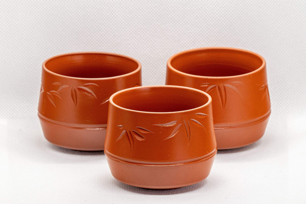 Japanese Teacups - Set of 3 Bamboo Tokoname-yaki Yunomi - 110ml