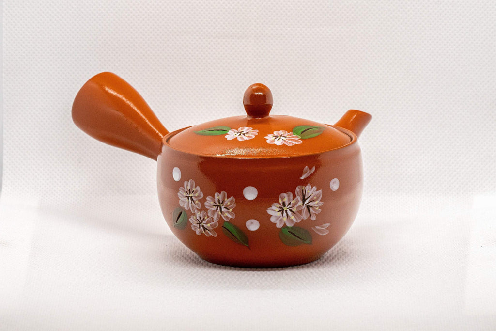 Japanese Kyusu - Peach Blossoms Tokoname-yaki Teapot - 170ml