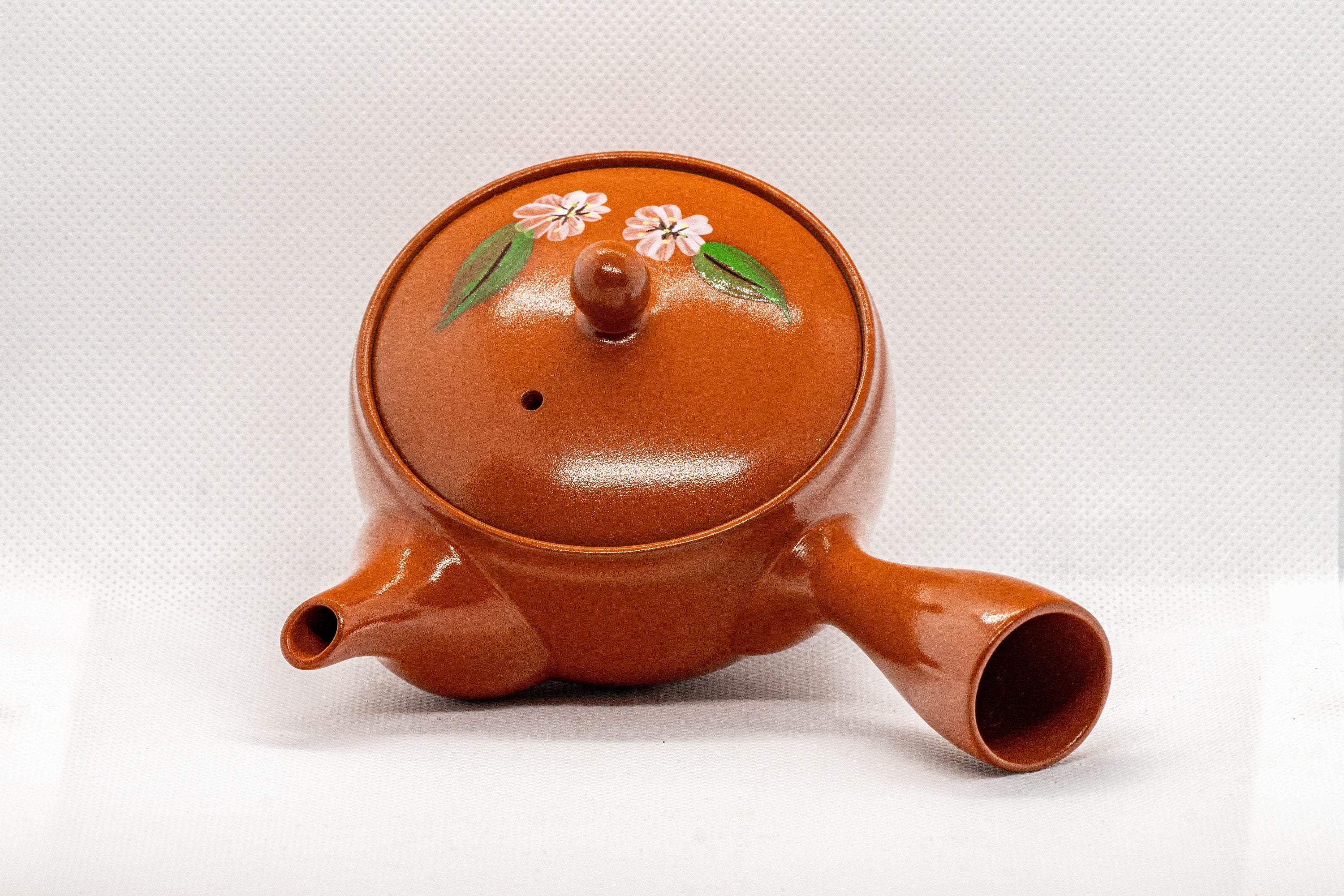 Japanese Kyusu - Peach Blossoms Tokoname-yaki Teapot - 170ml