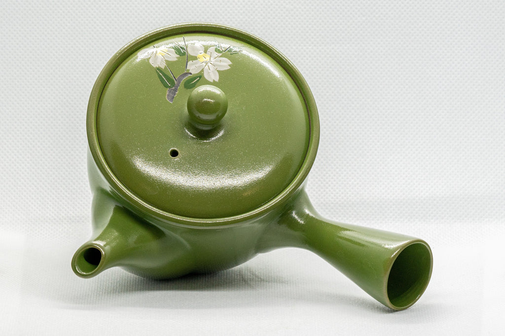 Japanese Kyusu - Floral Green Tokoname-yaki Teapot - 250ml