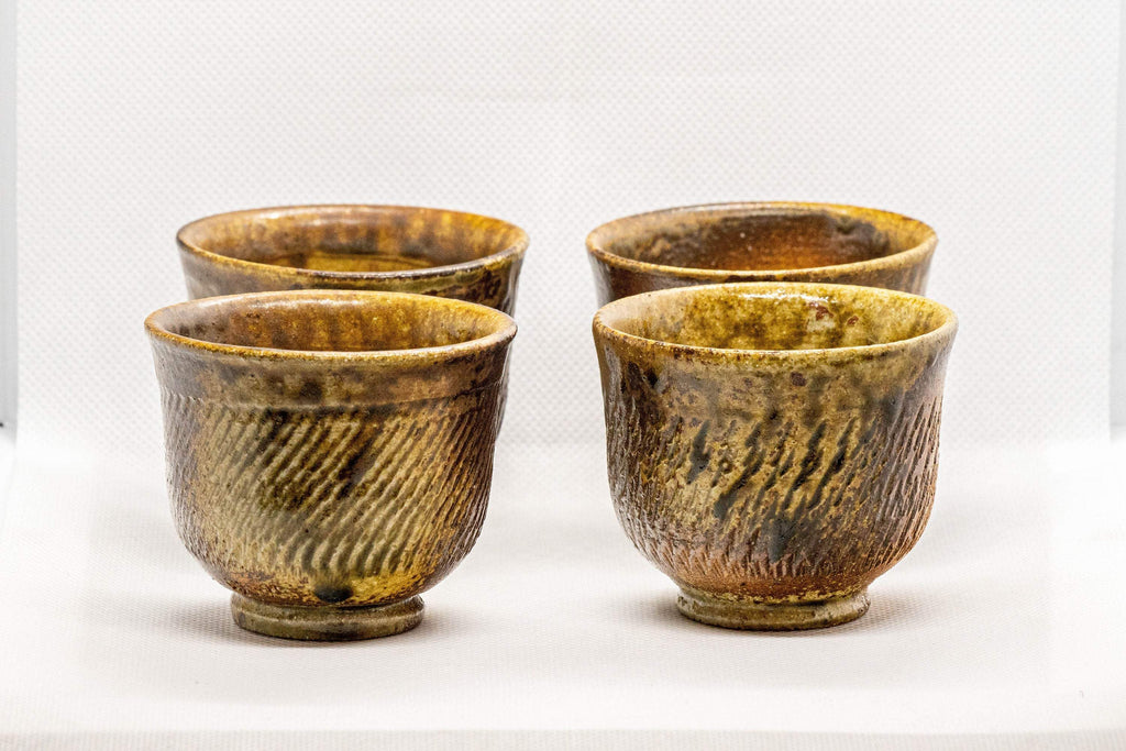 Japanese Teacups - Set of 4 Tochiri Brown Senchawan - 75ml