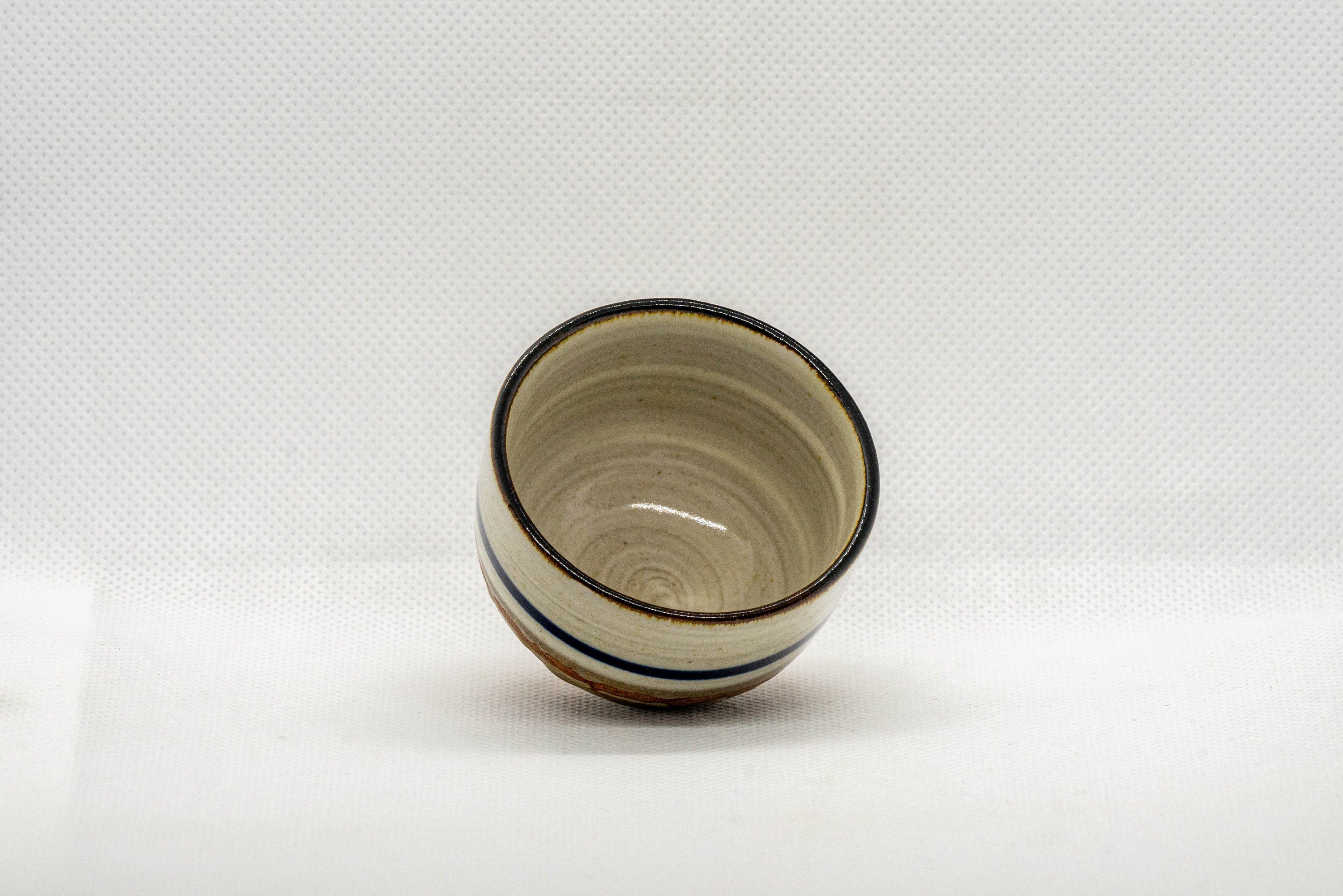 Japanese Teacup - Striped Stoneware Wan-nari Guinomi - 40ml
