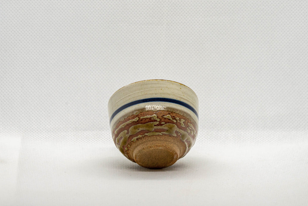 Japanese Teacup - Striped Stoneware Wan-nari Guinomi - 40ml